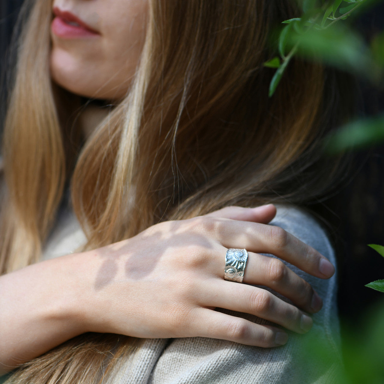 Jade_Mellor_handmade_jewellery_ammonite_ring_sterling_silver_organic_chunky_thick_band