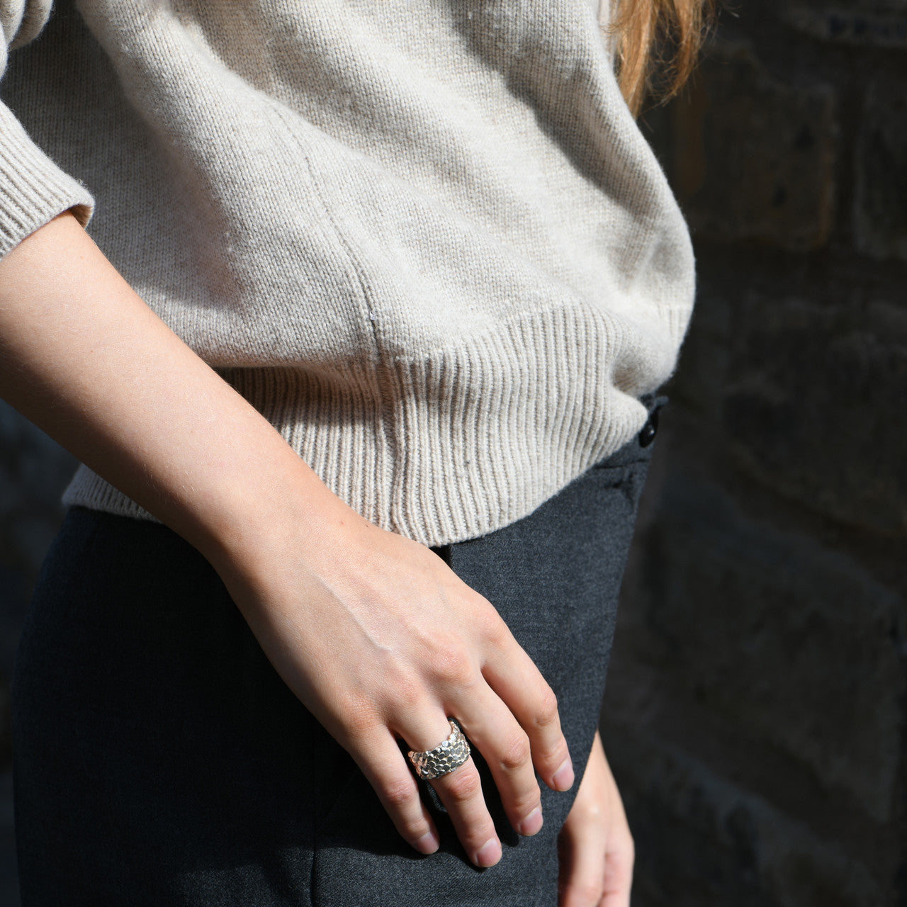 Jade_Mellor_handmade_jewellery_Caddis_glimmer_ring_sterling_silver_statement_chunky