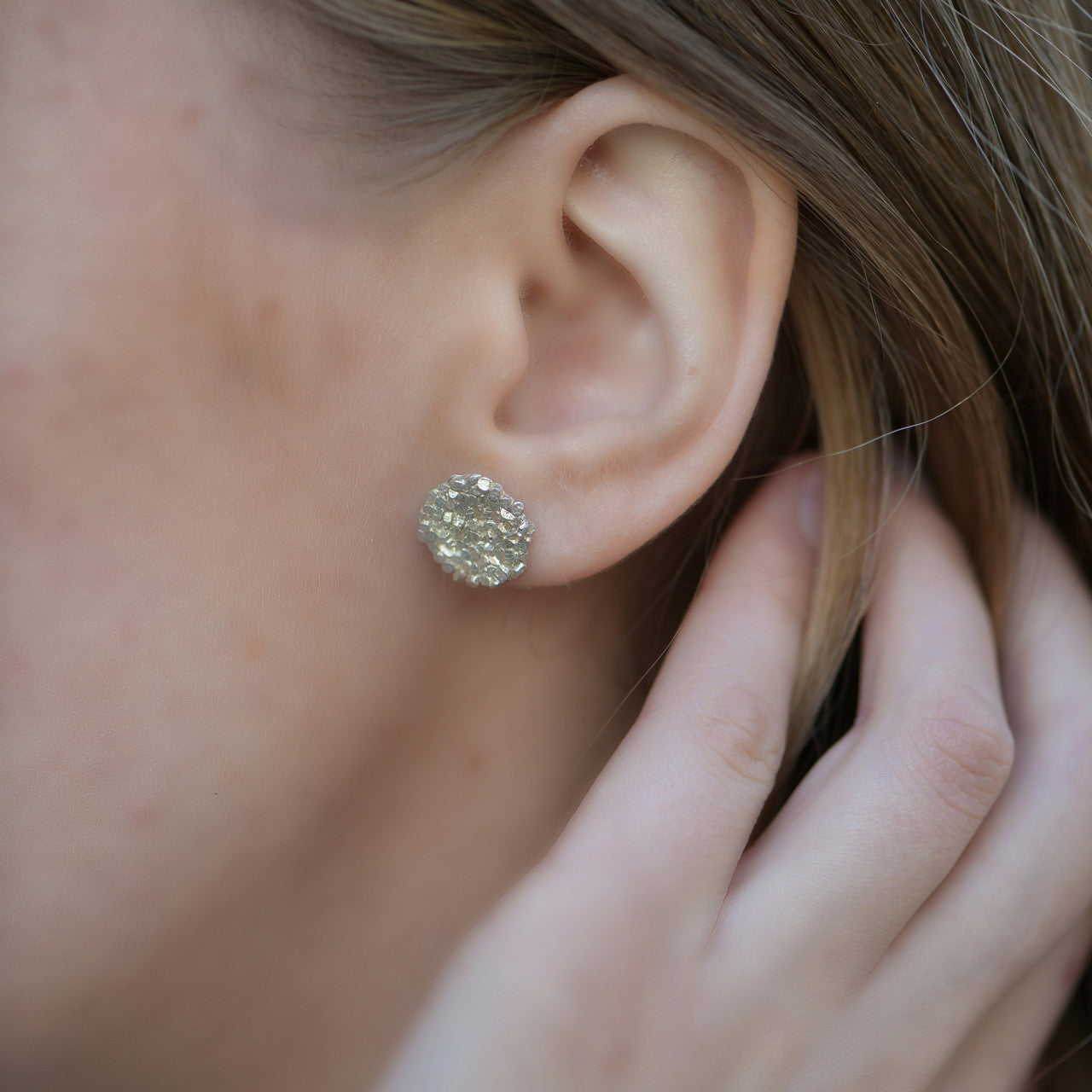 Jade_Mellor_handmade_jewellery_studs_earrings_caddis_disc_bronze_sterling_silver_organic_textured