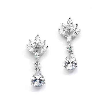'Ginny' Diamanté Leaf Earrings