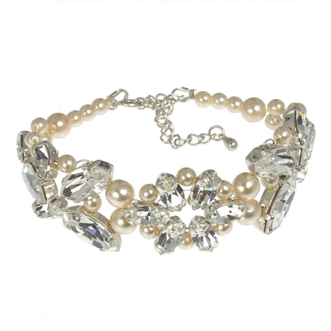 'Alicia' Swarovski Crystal Pearls Crystal Bracelet wedding bridal