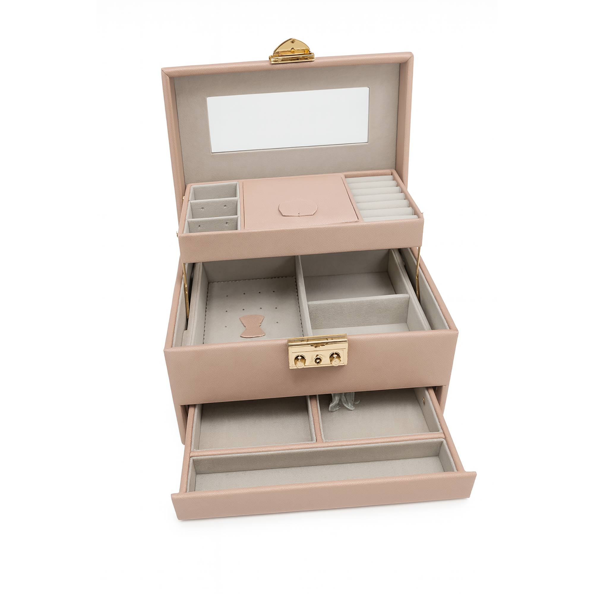 Mocha Pink Vegan Leather Large Jewellery Box