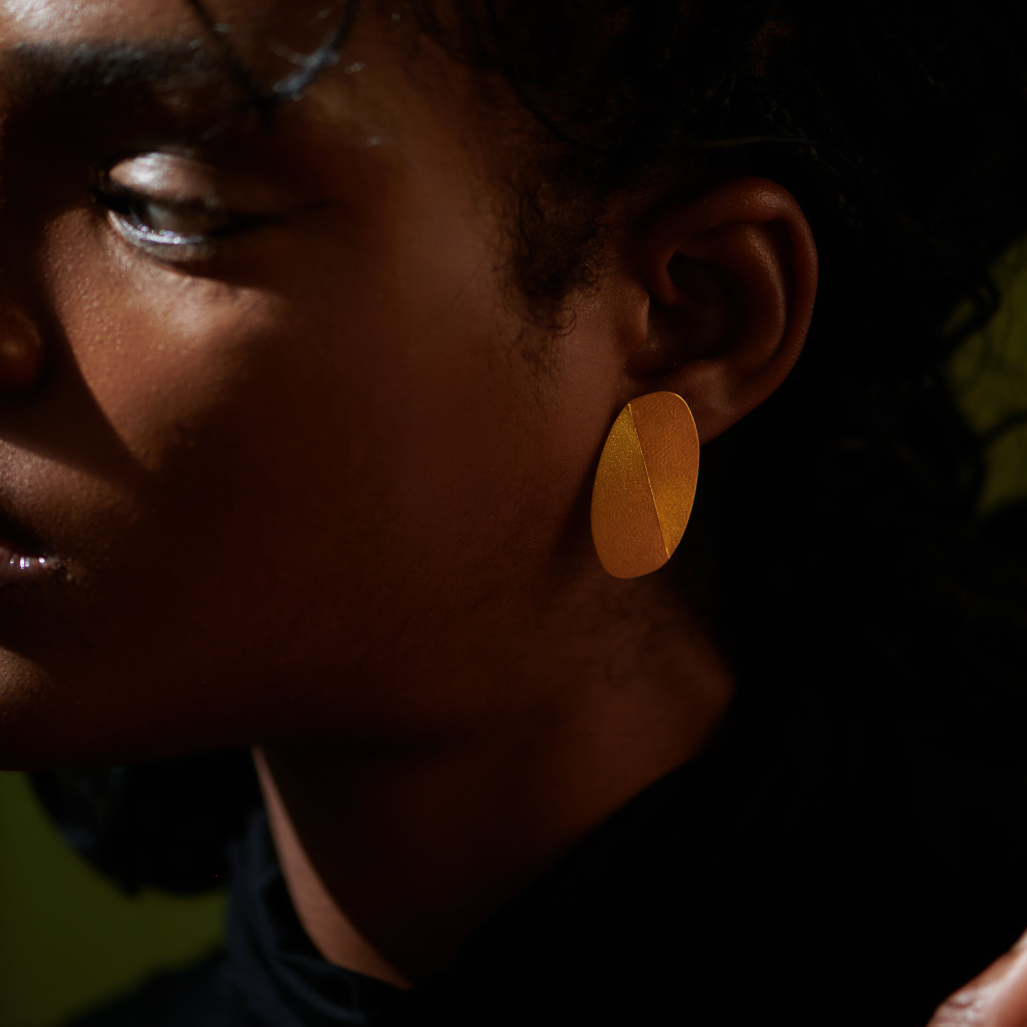 Large Split Oval Textured Stud Earrings