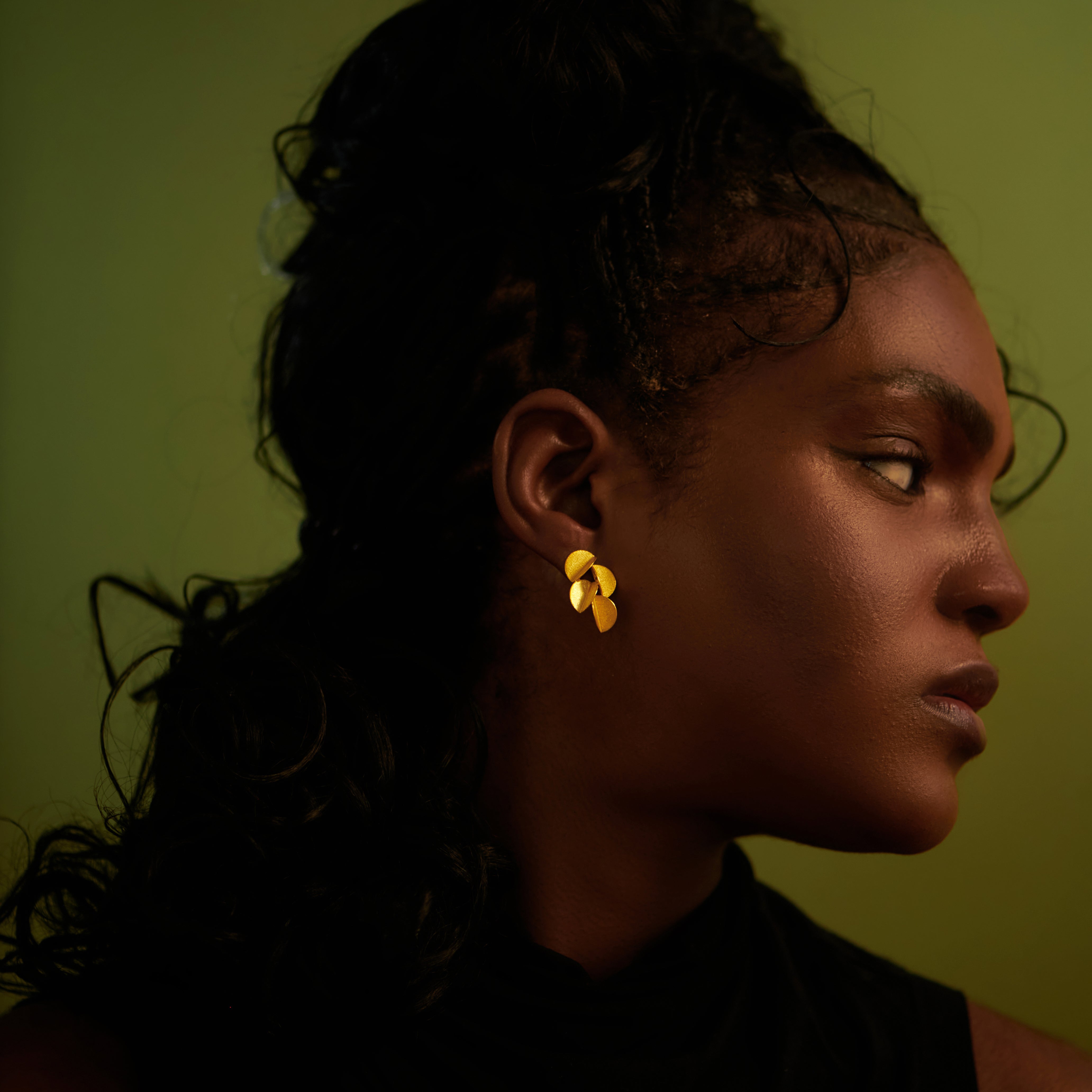 Gold Vermeil Cluster of Seedlings Stud Earrings