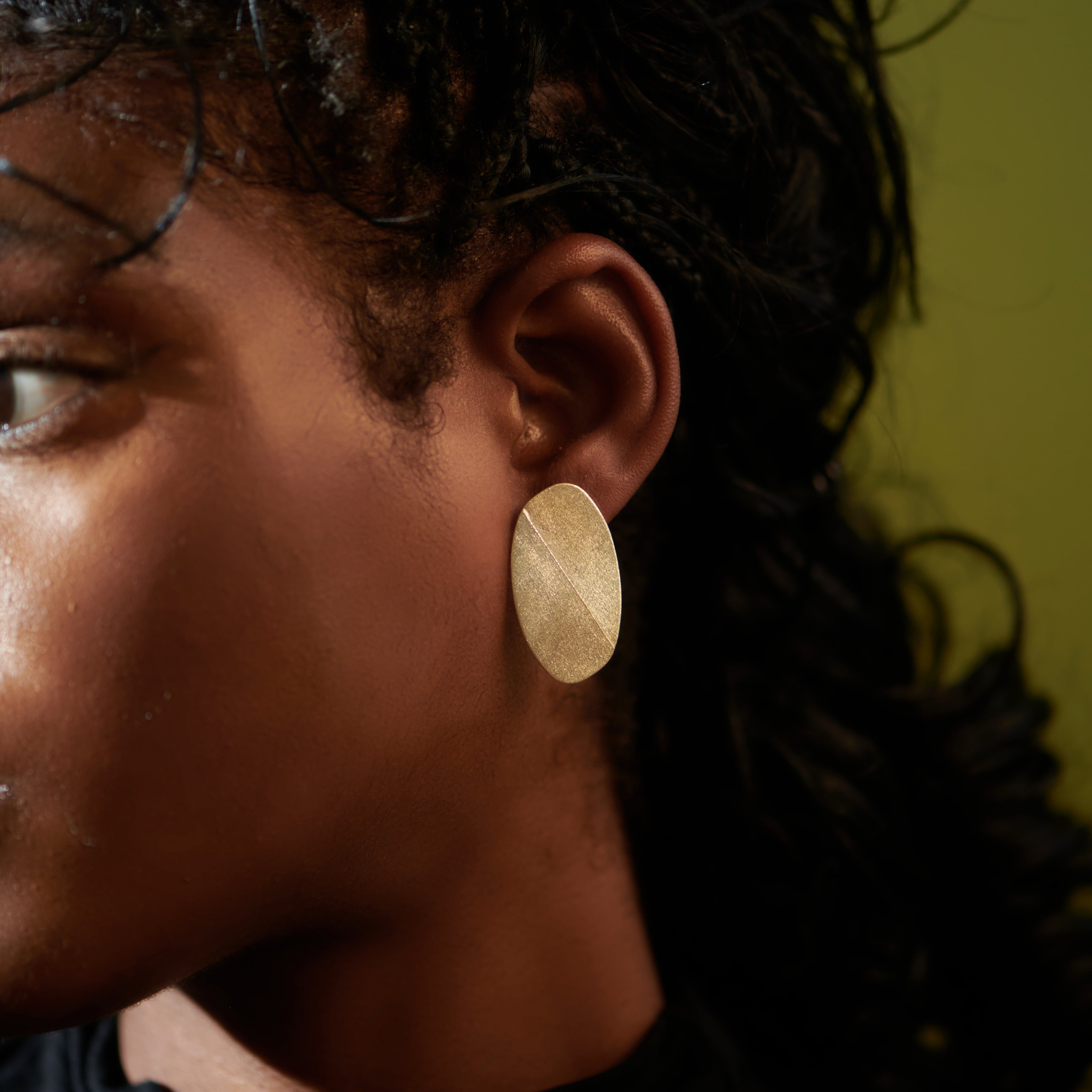 Large Split Oval Textured Stud Earrings