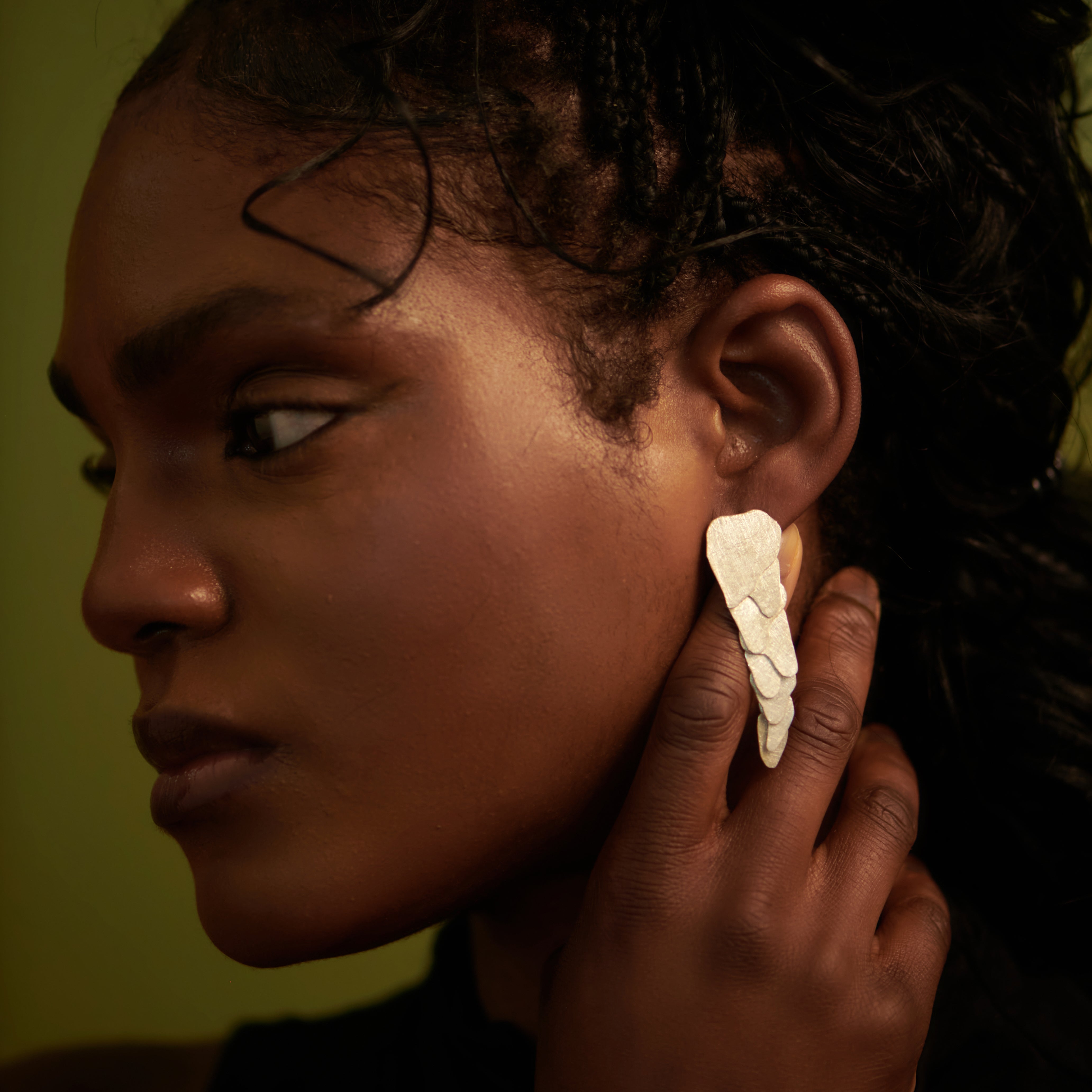 Long Textured Geometric Drop Earrings