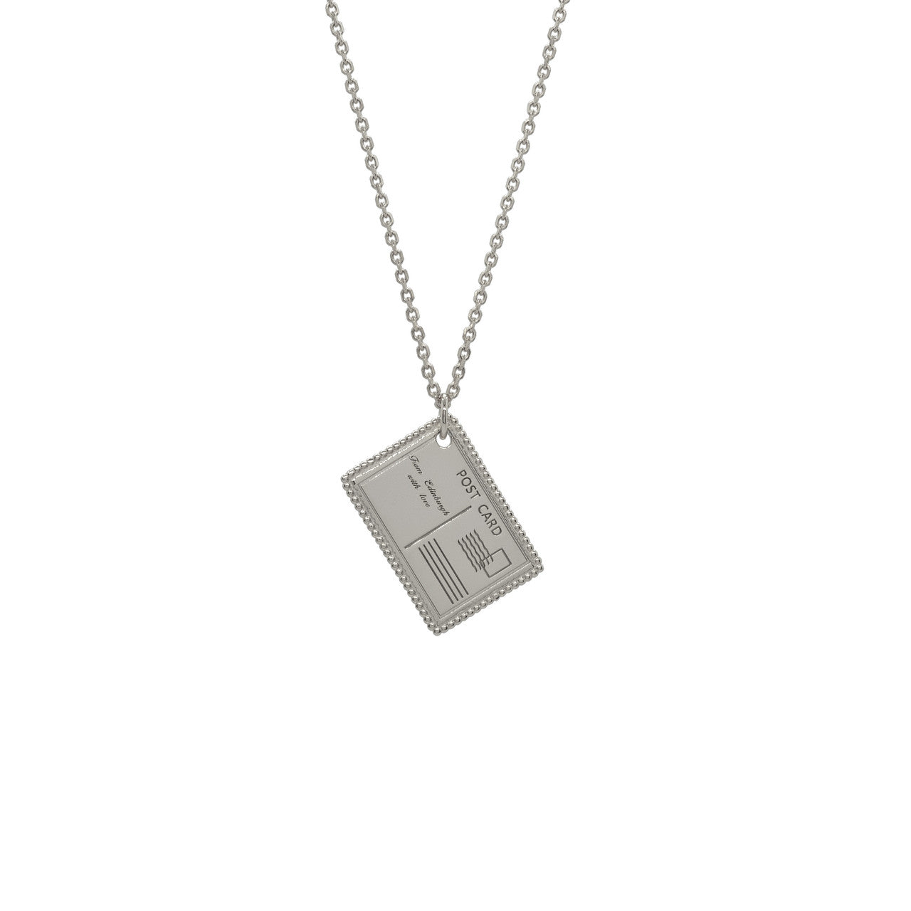 Love from Edinburgh postcard silver necklace