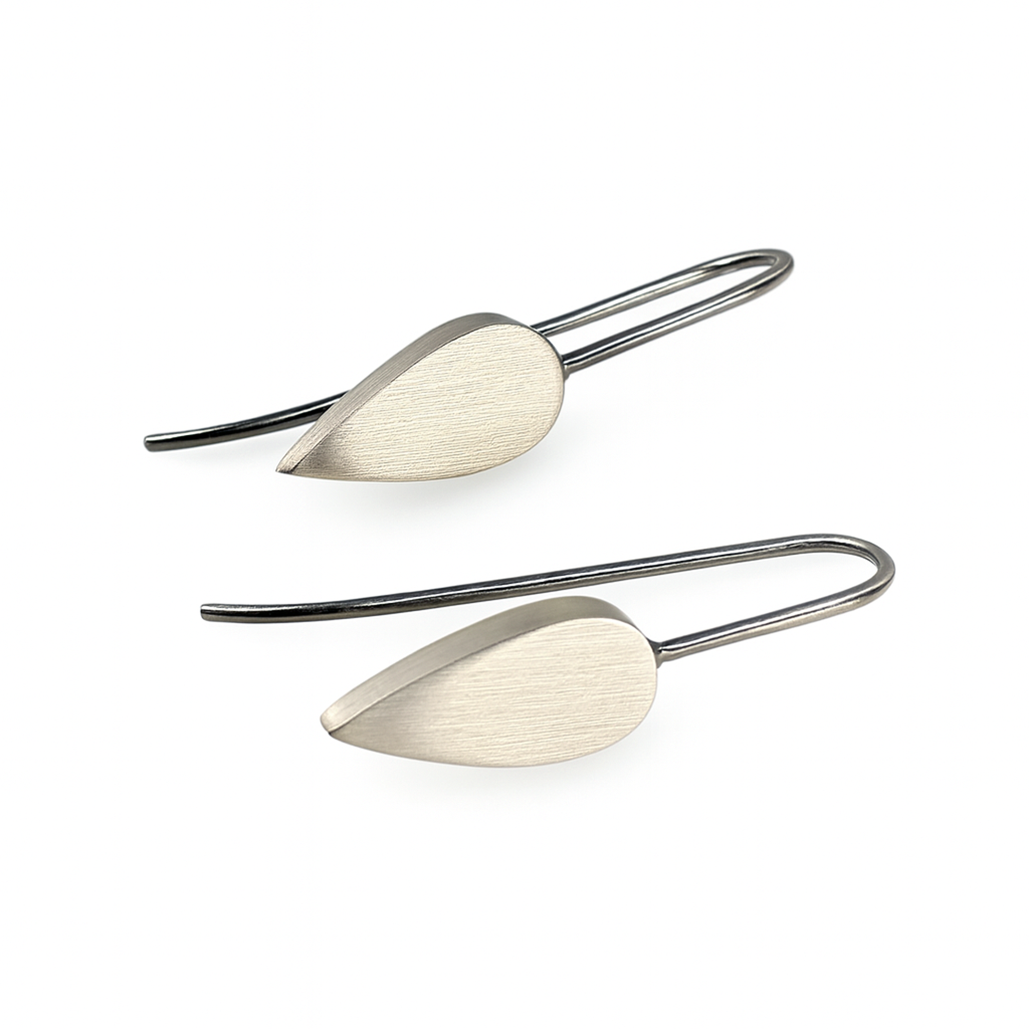 Sterling Silver Brush Finish Teardrop Hook Earrings