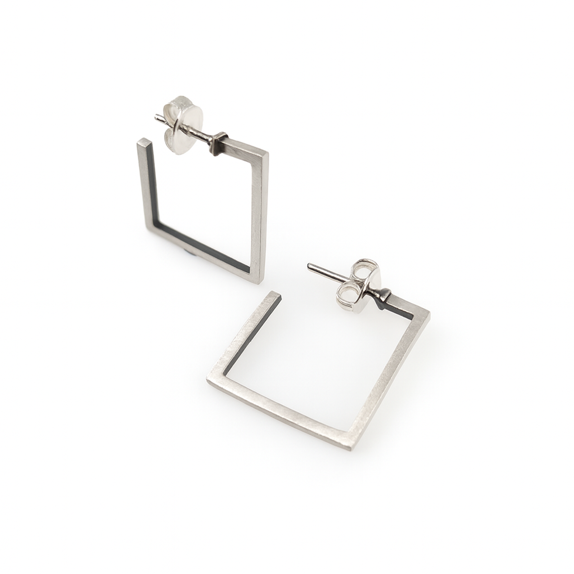 Sterling Silver Slim Large Square Earrings