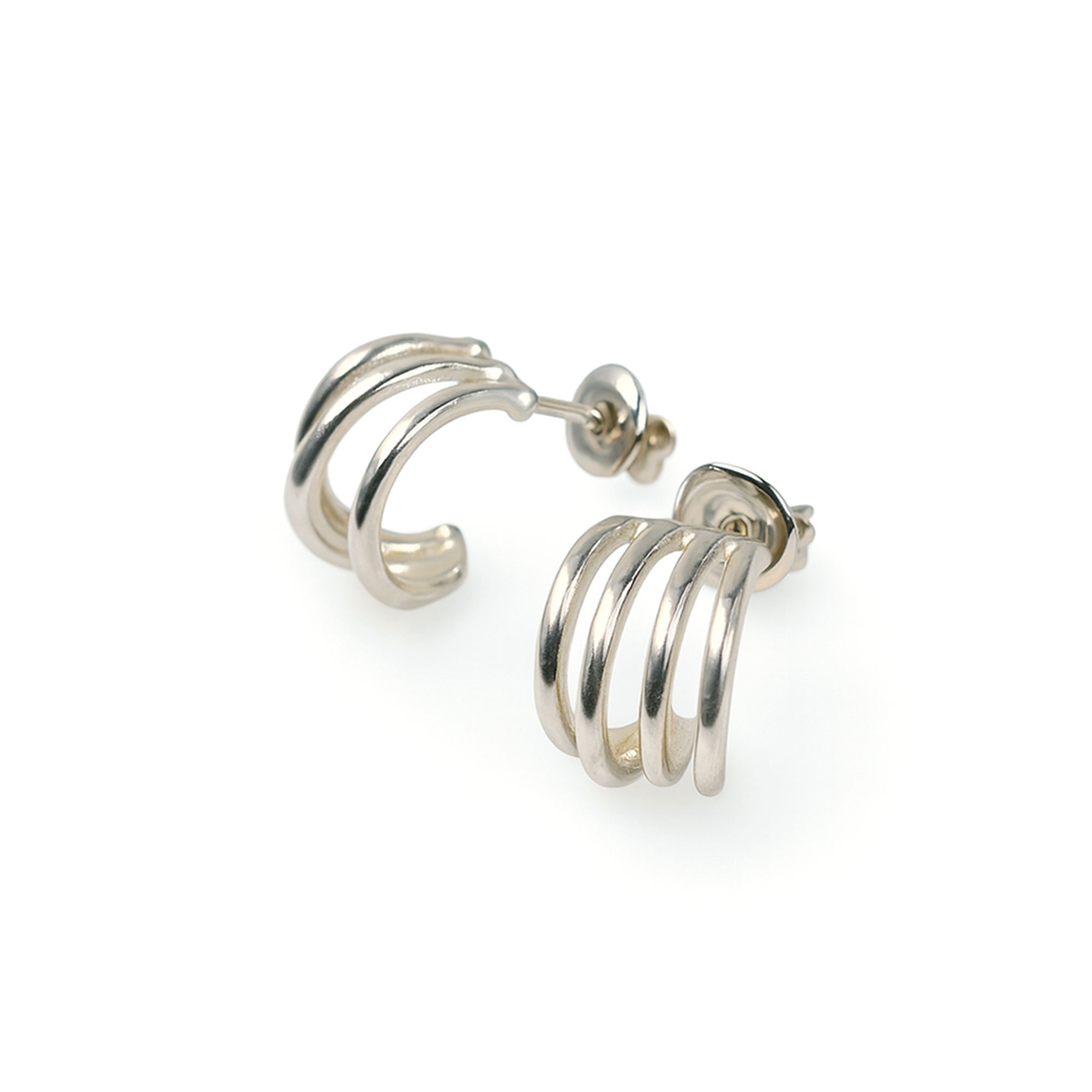 Sterling Silver Curved Line Rome Earrings