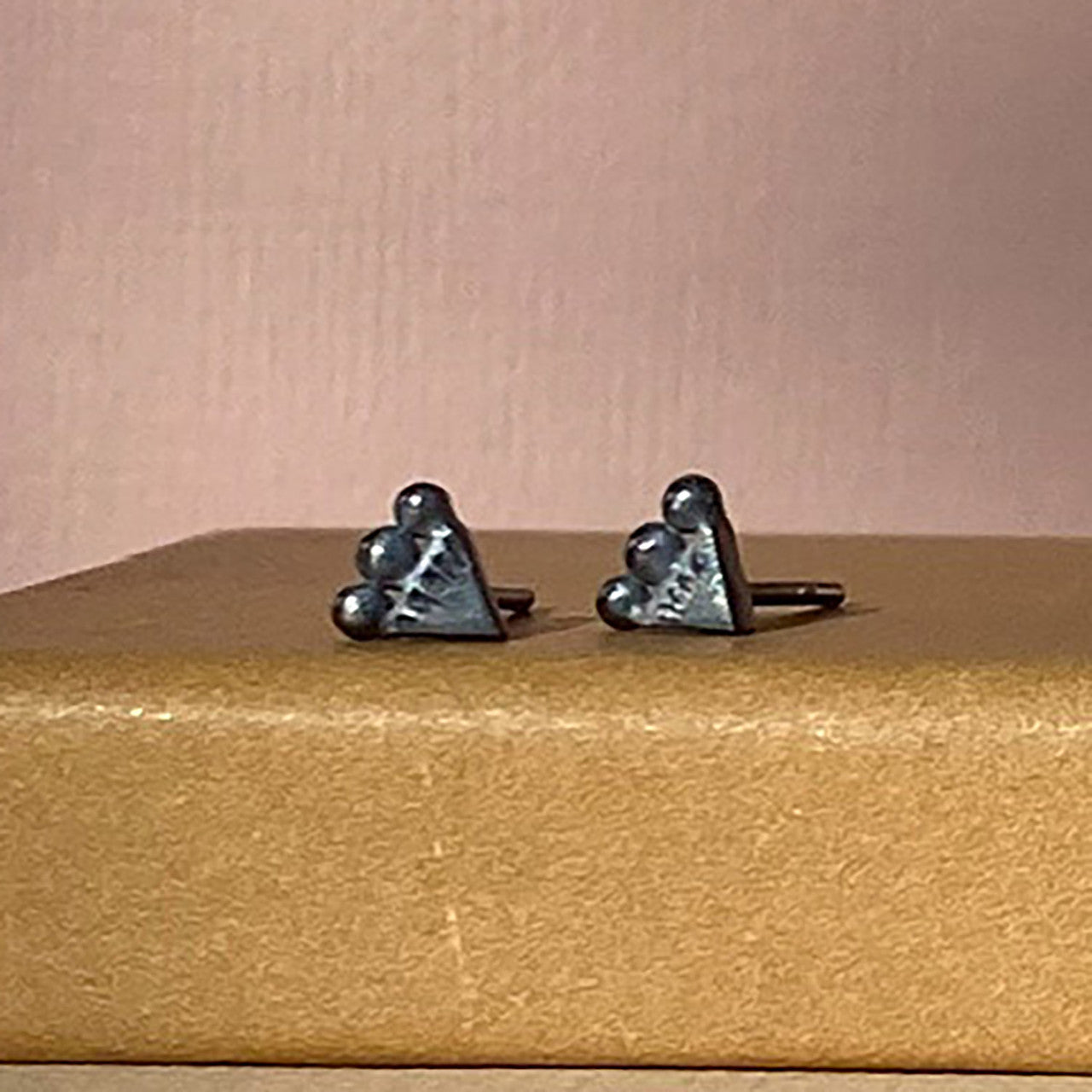 Milly_Thomas_handmade_jewellery_earrings_studs_small_mini_oxidised_sterling_silver_triangle_Australia