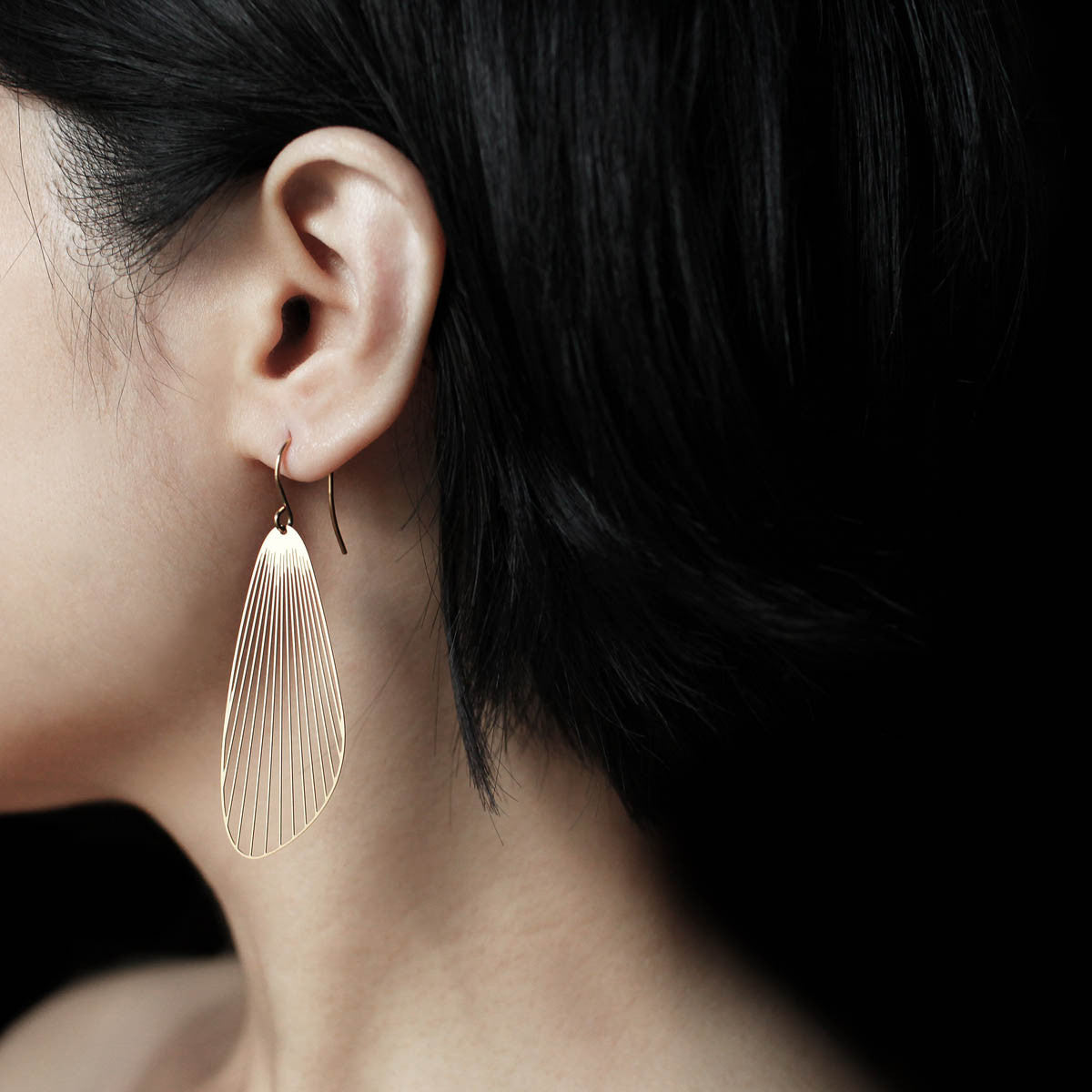 Moorigin Fan Drop Earrings Large Gold