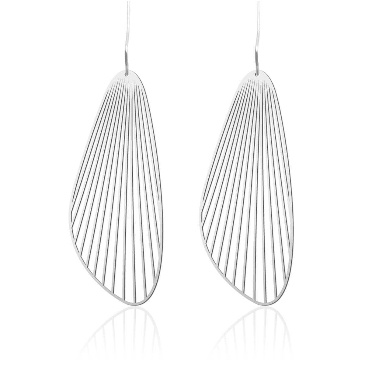 Moorigin Fan Drop Earrings Large Silver