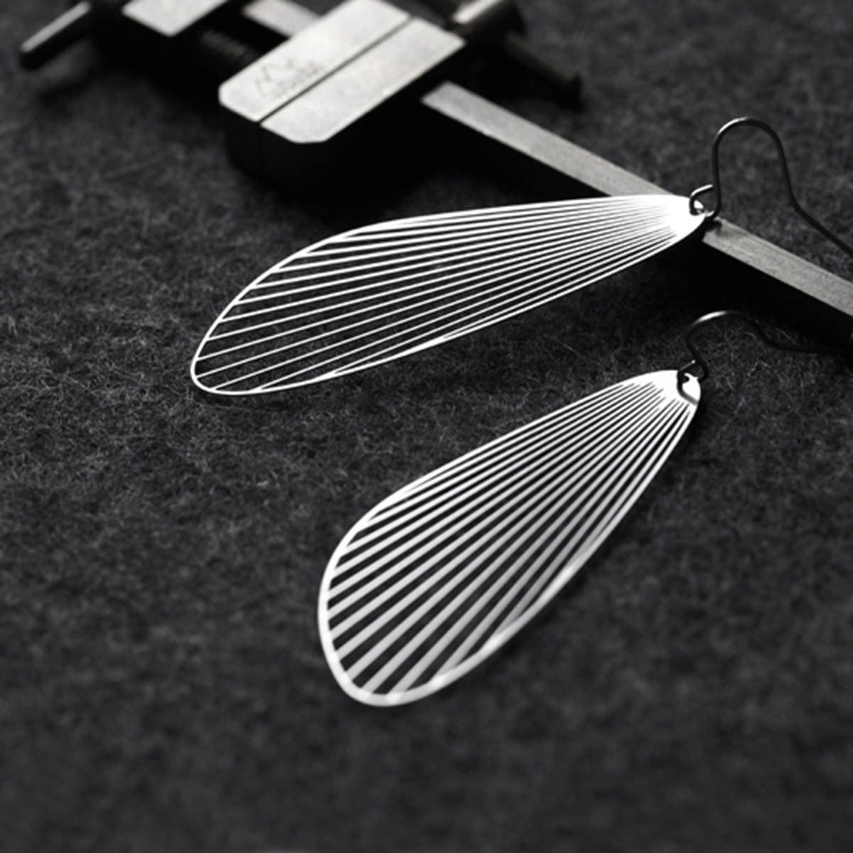Moorigin Fan Drop Earrings Large Silver