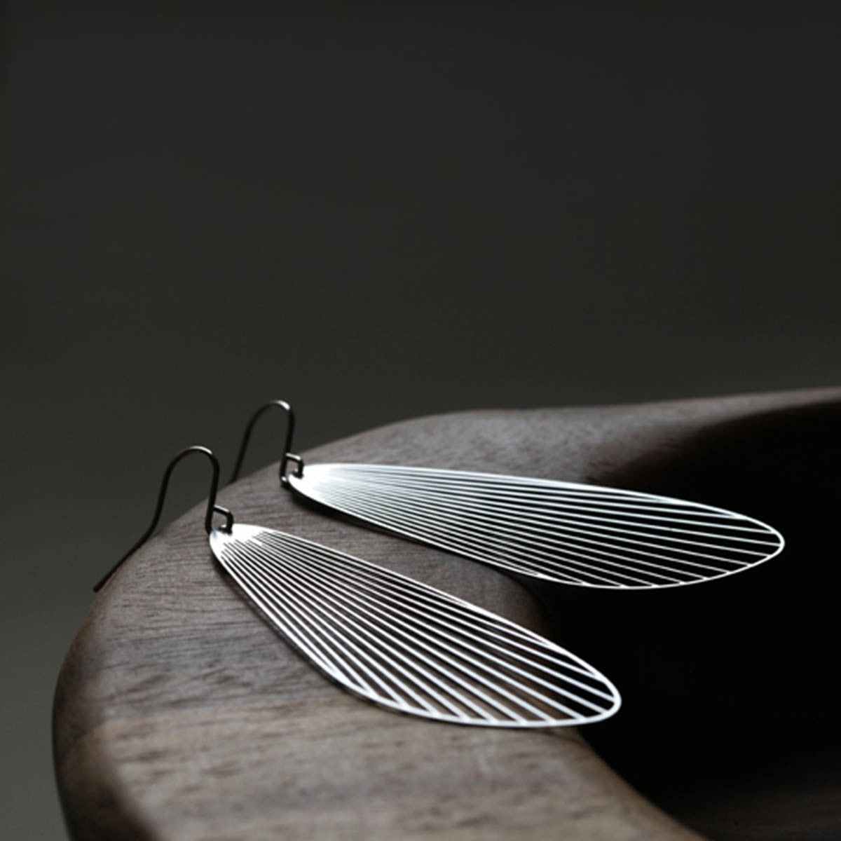 Moorigin Fan Drop Earrings Large Silver