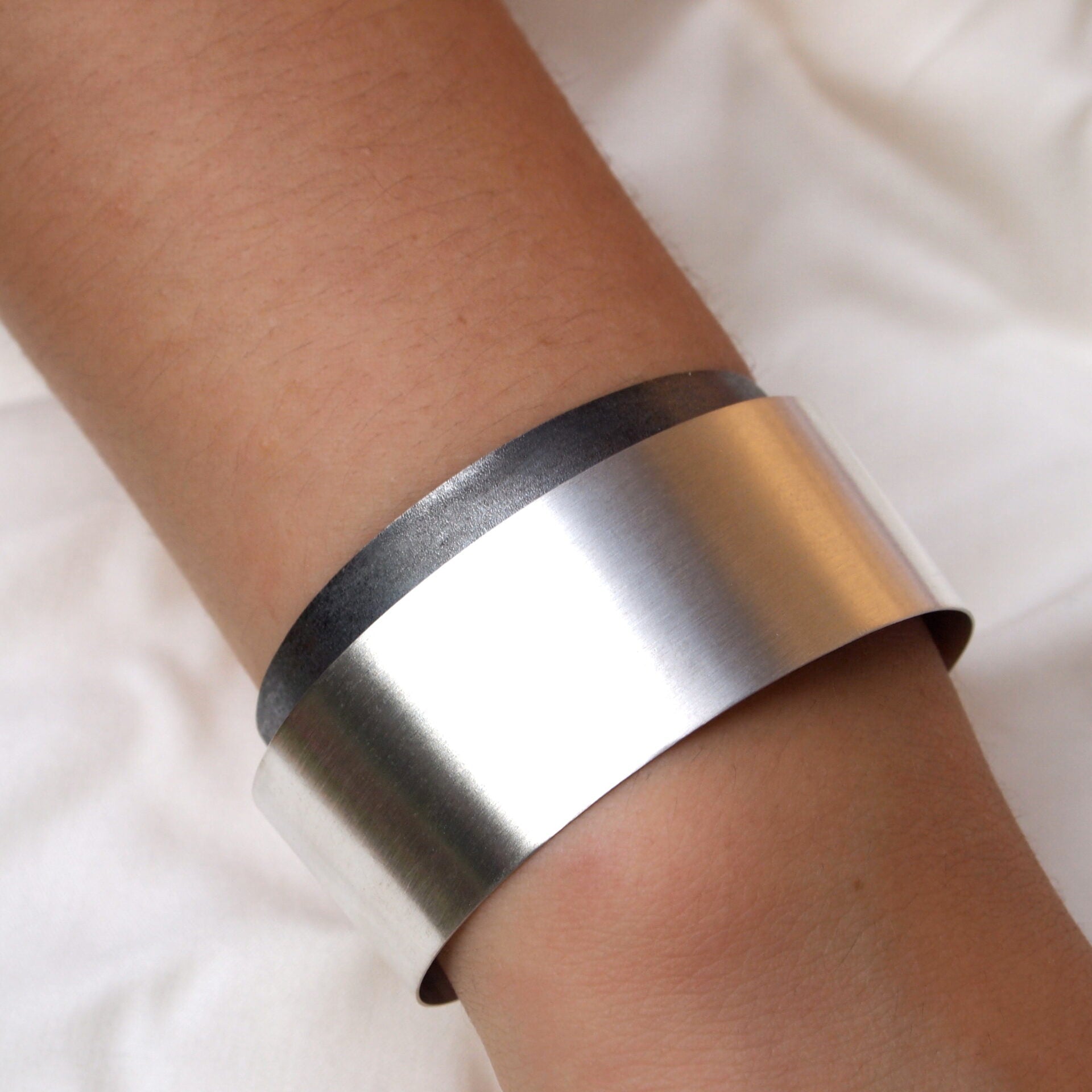 Sterling Silver Oxidised Twist Two Toned Bilbo Bangle
