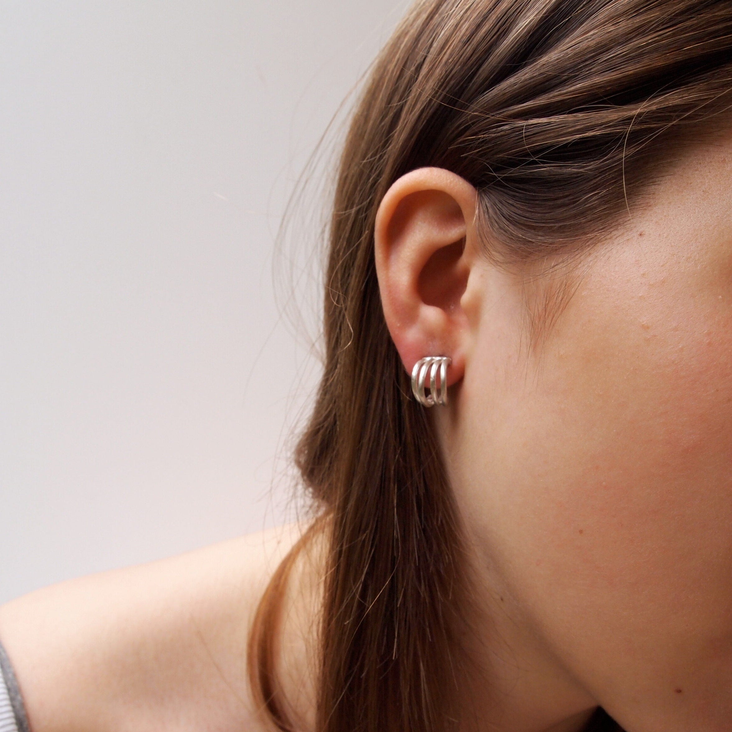 Sterling Silver Curved Line Rome Earrings