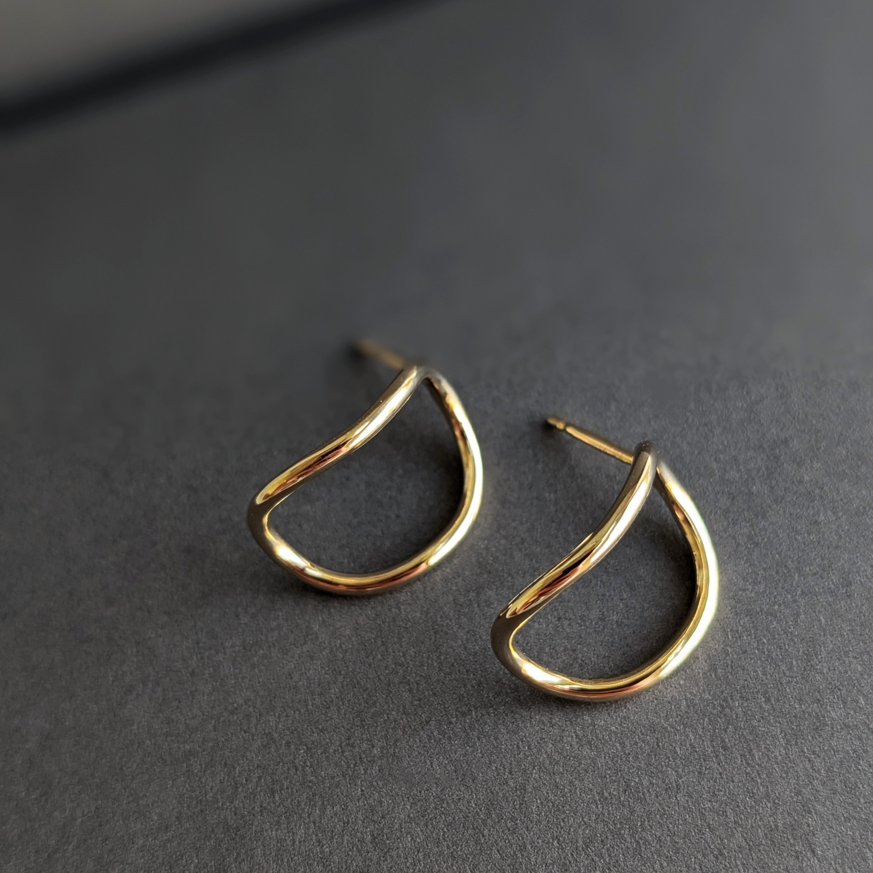 Gold Curved Stud Earrings