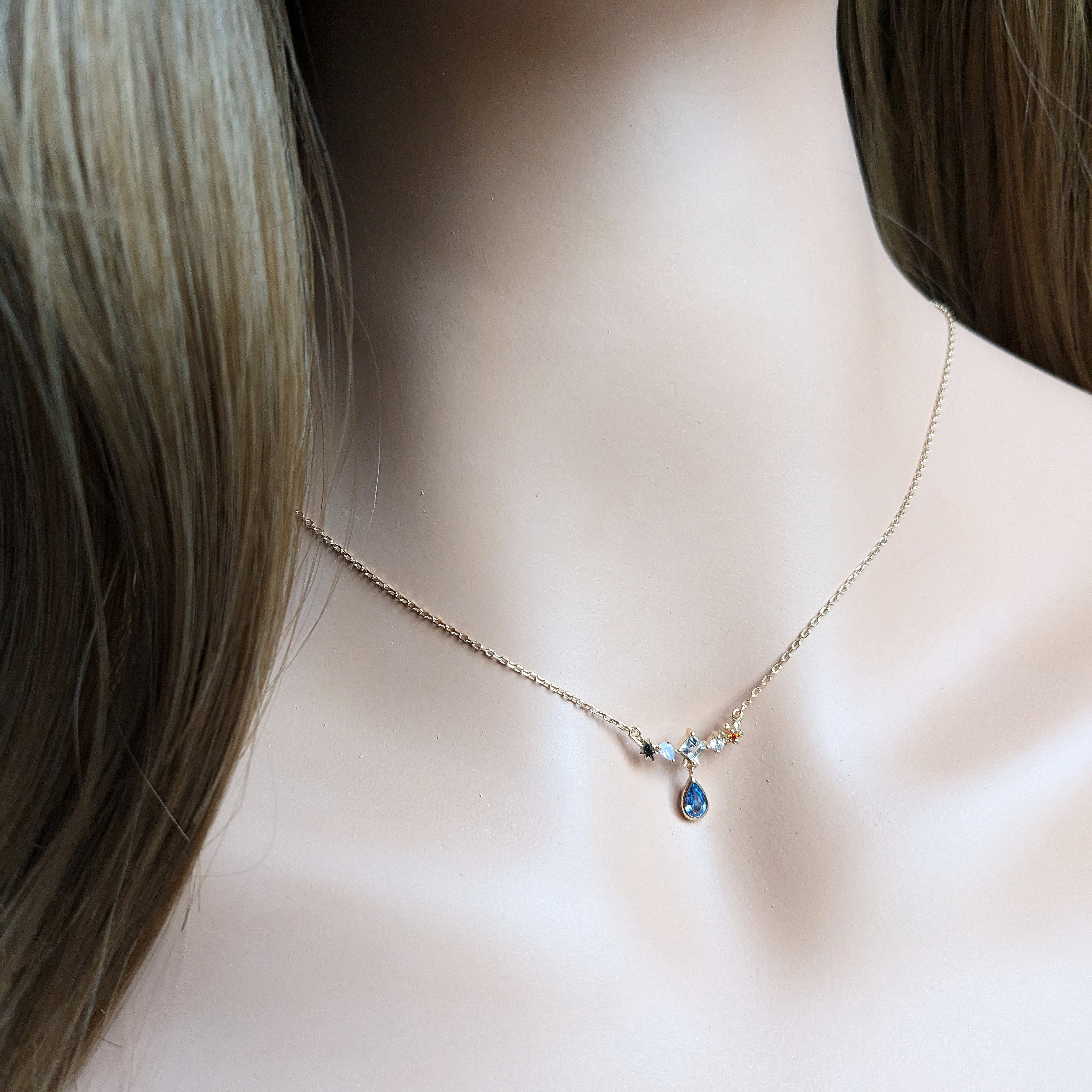 Blue Spinal Teardrop Necklace