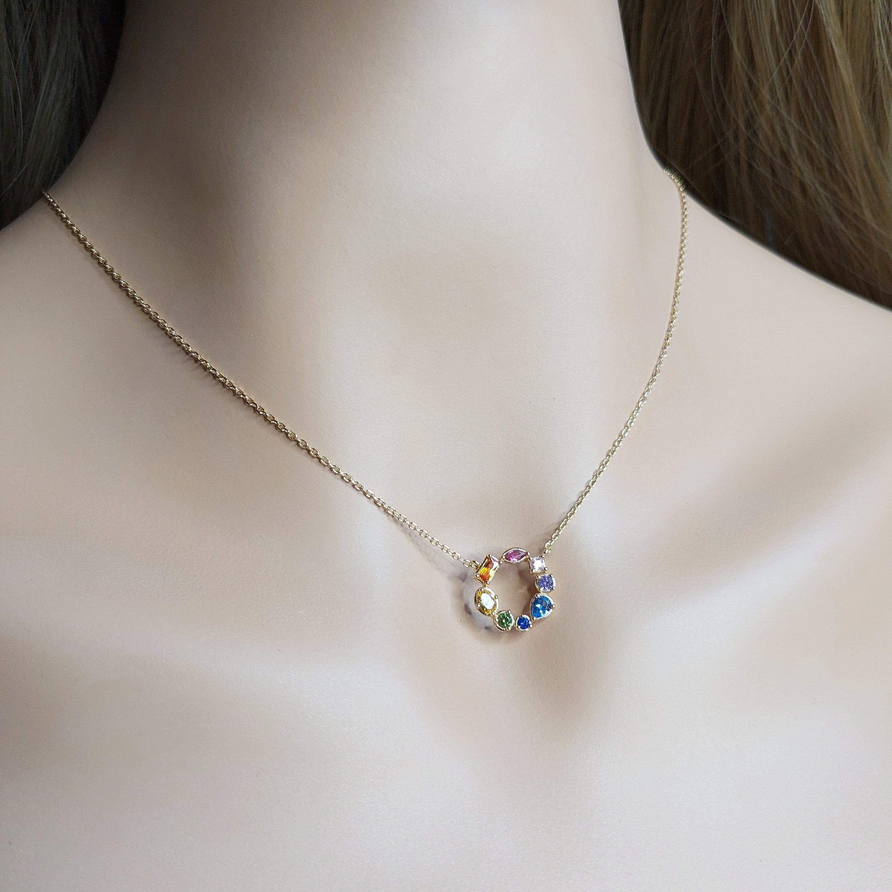 Rainbow Cubic Zirconia Circle Necklace