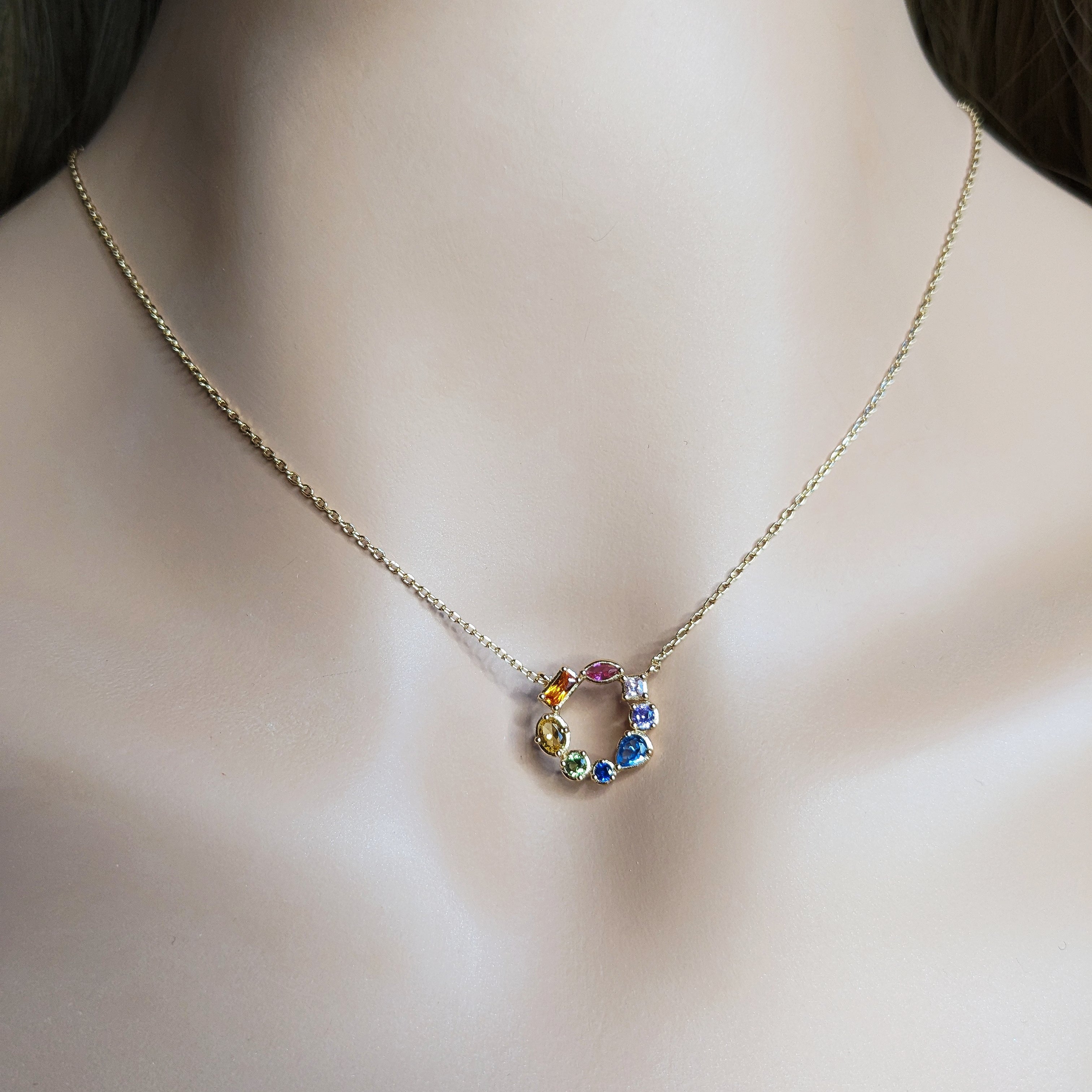 Rainbow Cubic Zirconia Circle Necklace
