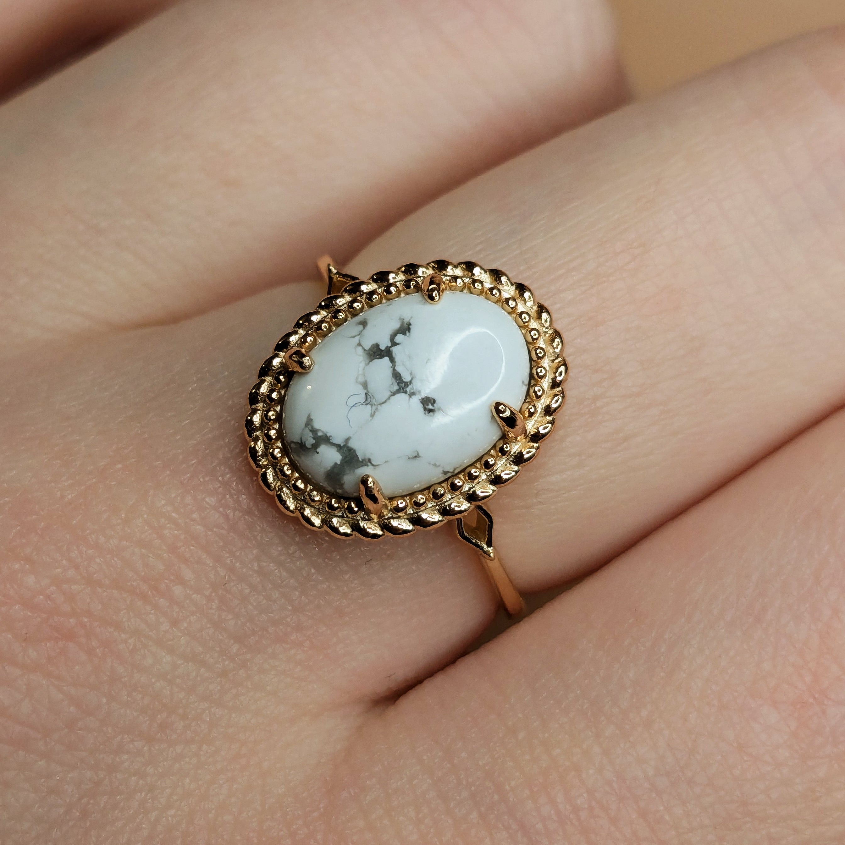 White Turquoise Oval Ring