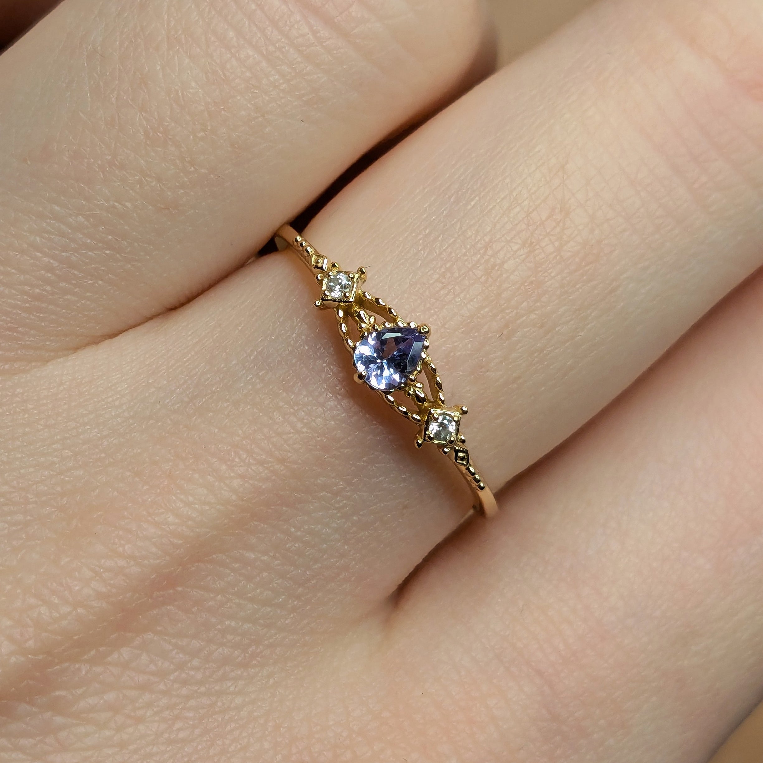 Gold Vermeil Tanzanite Ring with Dainty Accents