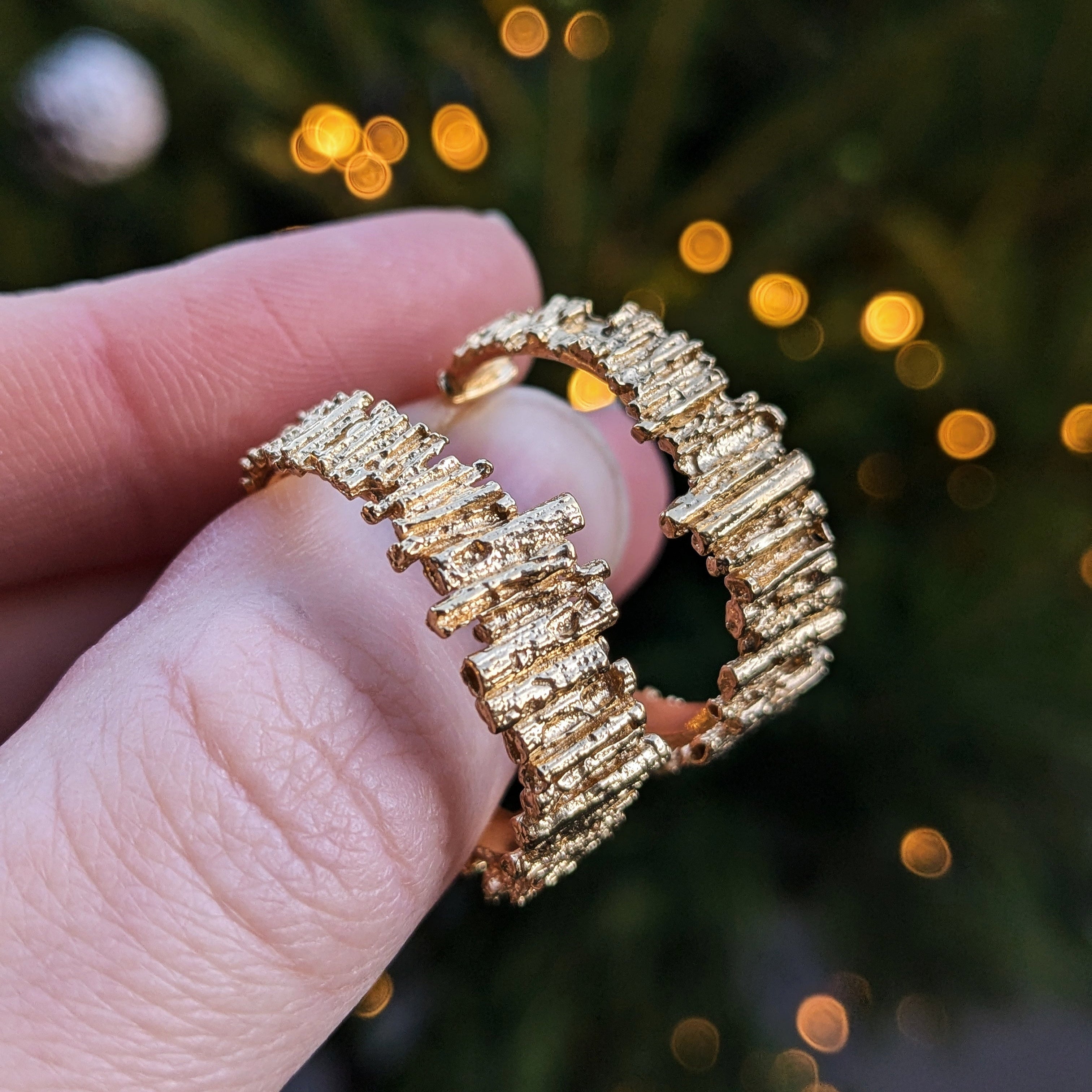 Gold Vermeil Golden Coastal Textured Hoop Earrings