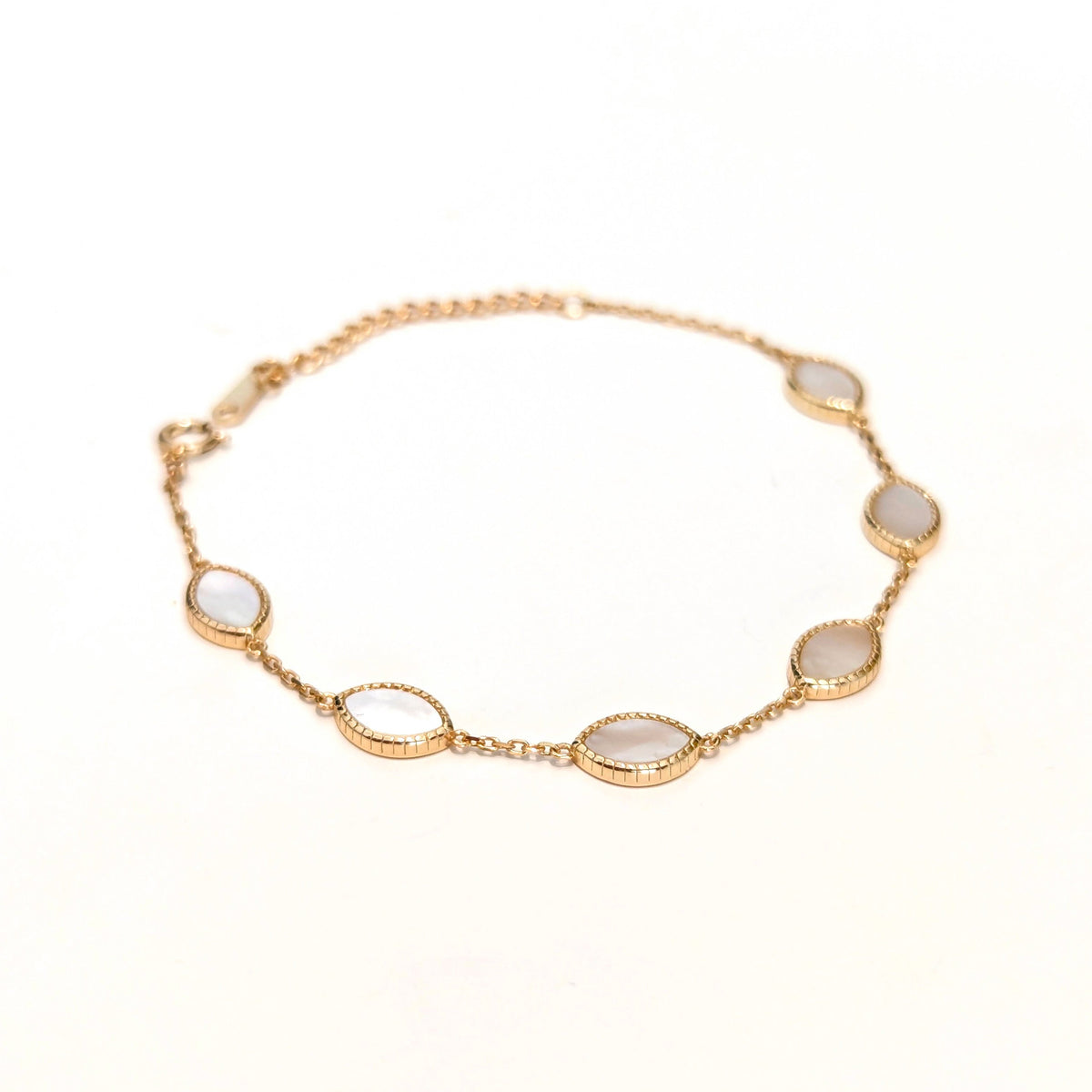 Mother of Pearl Oval Ornate Gold Bracelet