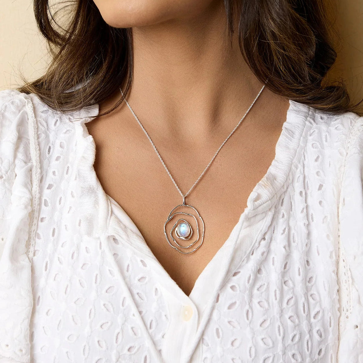 Spiral Pendant with Rainbow Moonstone