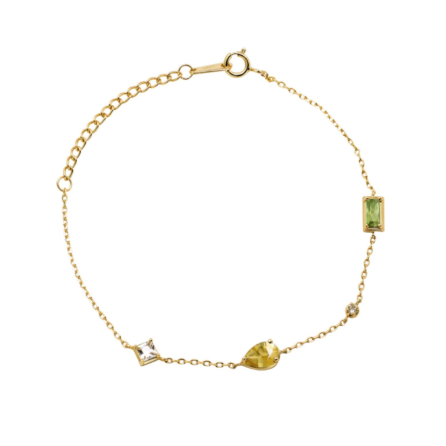 Peridot, CZ, Citrine & Gold Vermeil Bracelet