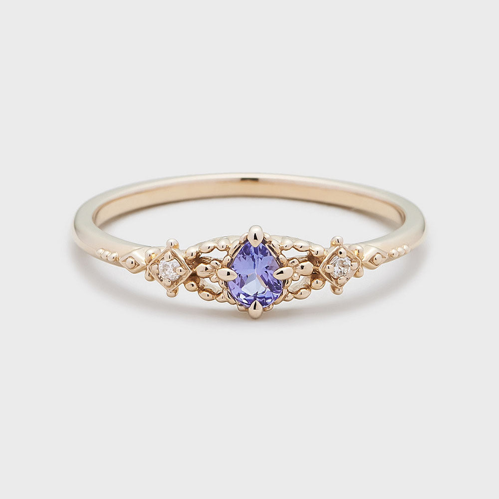 Gold Vermeil Tanzanite Ring with Dainty Accents