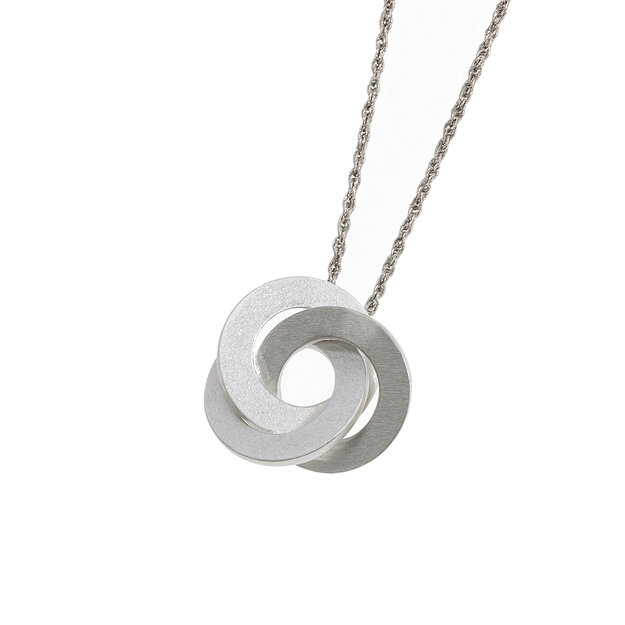 Sterling Silver Textured Interlocking Circles Necklace