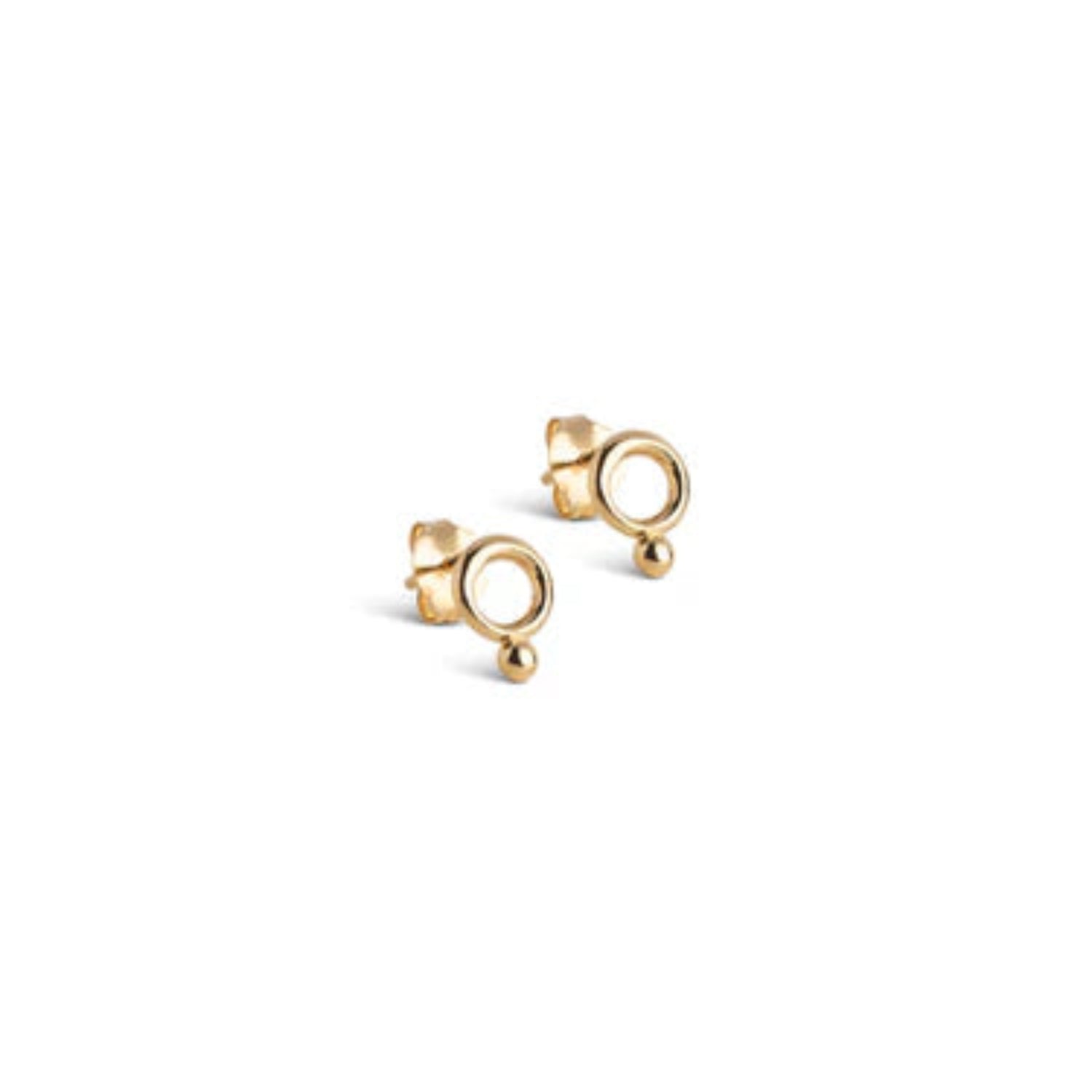 Pair of gold earrings on a white background