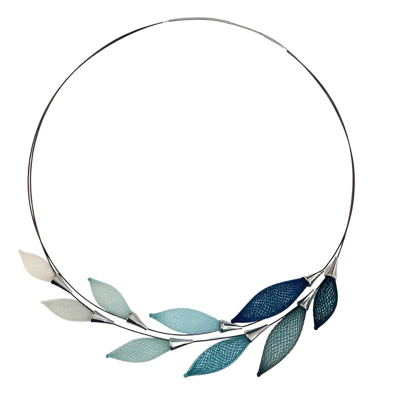 Blue & Teal Epineux Gradient Leaves Pods Choker Necklace
