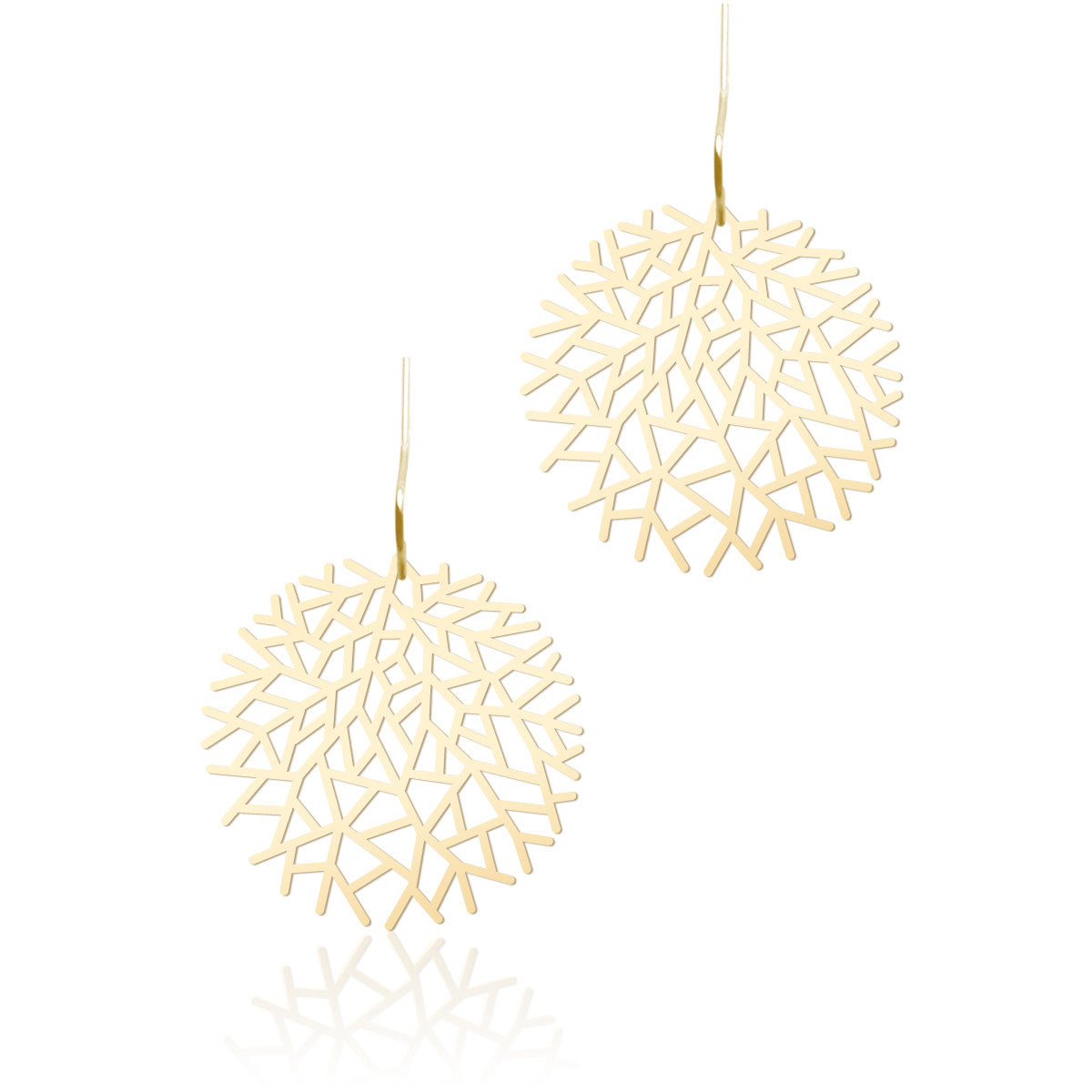 Moorigin jewellery Woods gold earrings, laser cut, delicate, boutique, Edinburgh