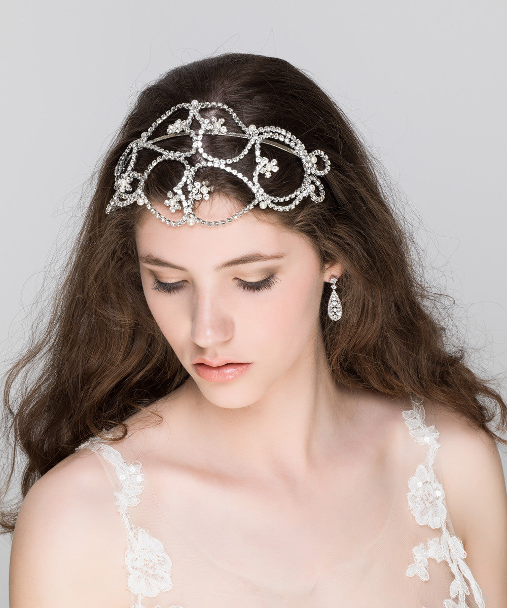 'Angelica' Large Heart Vintage Inspired Bridal Headband