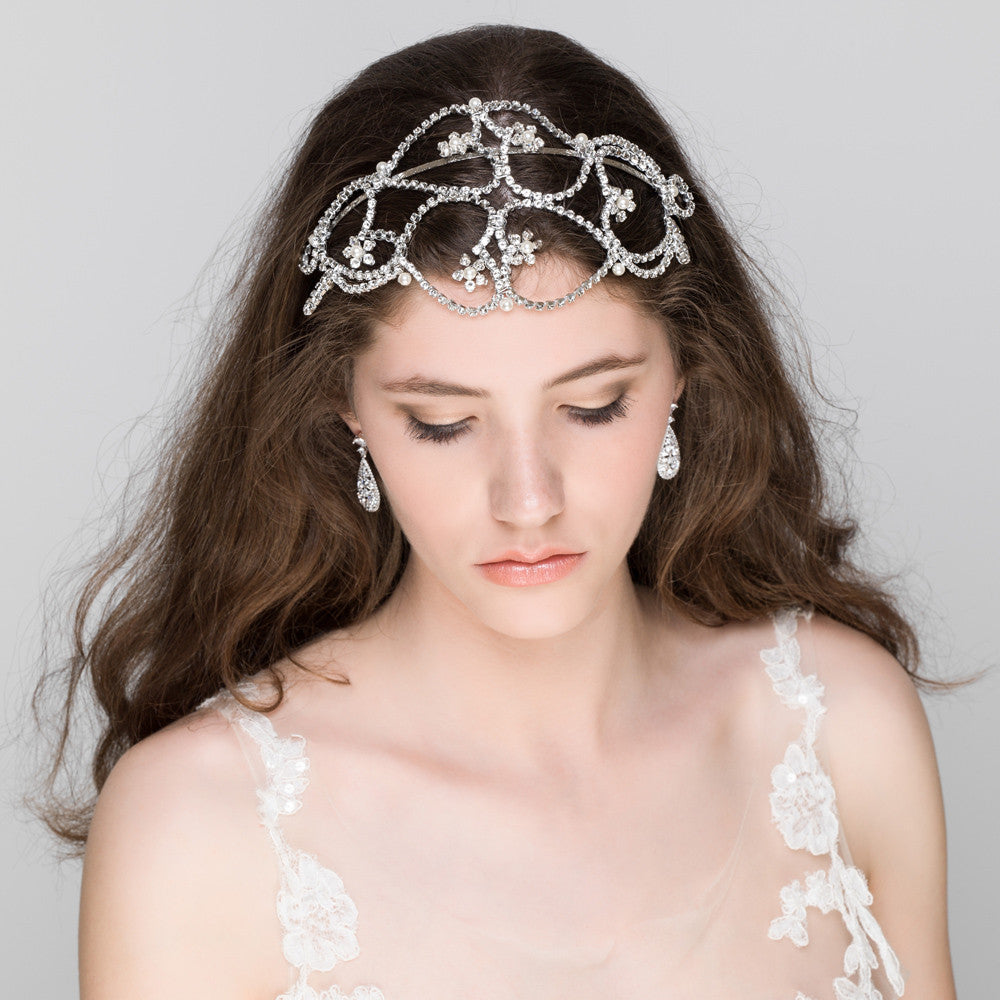 'Angelica' Large Heart Vintage Inspired Bridal Headband