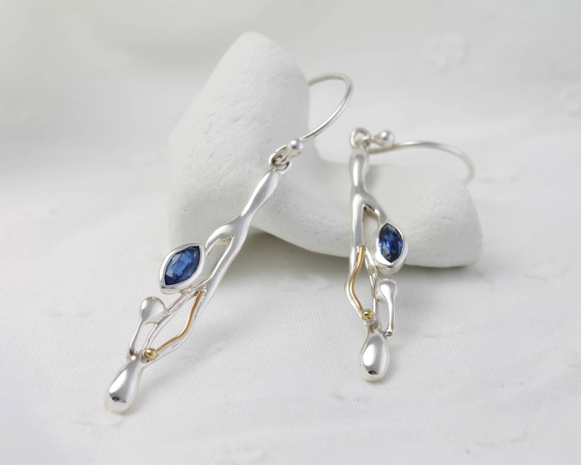 Handmade Sterling Silver Kyanite Drop Earrings