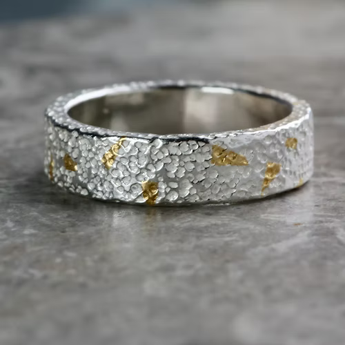 Confetti Keum Boo Silver & Gold Textured Ring