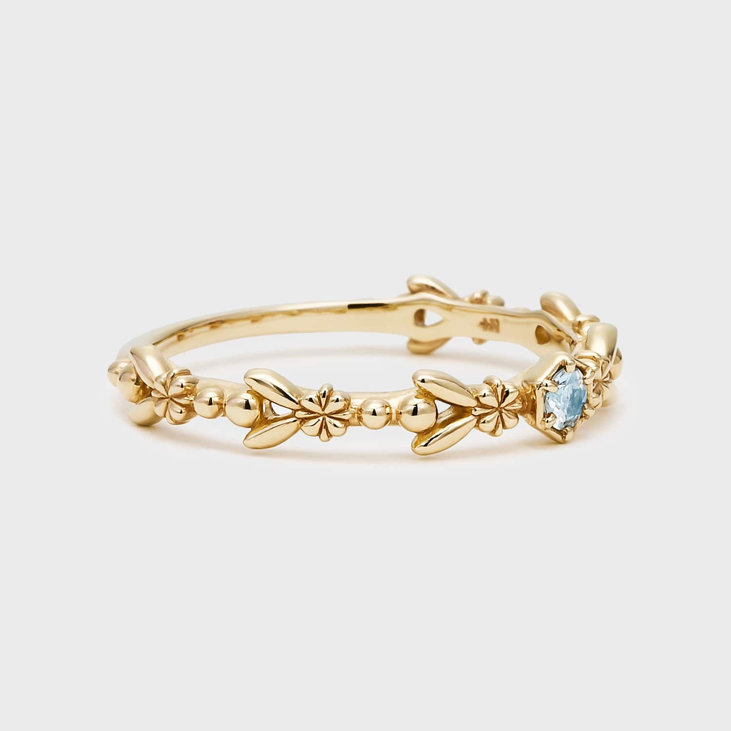 Floral-Set Blue Topaz Gold Vermeil Stacking Ring