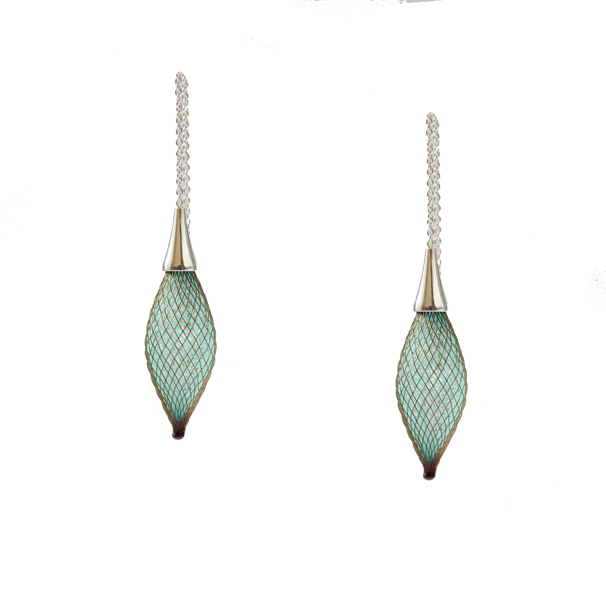 Lagoon Blue & Brown Epineuse Threader Earrings