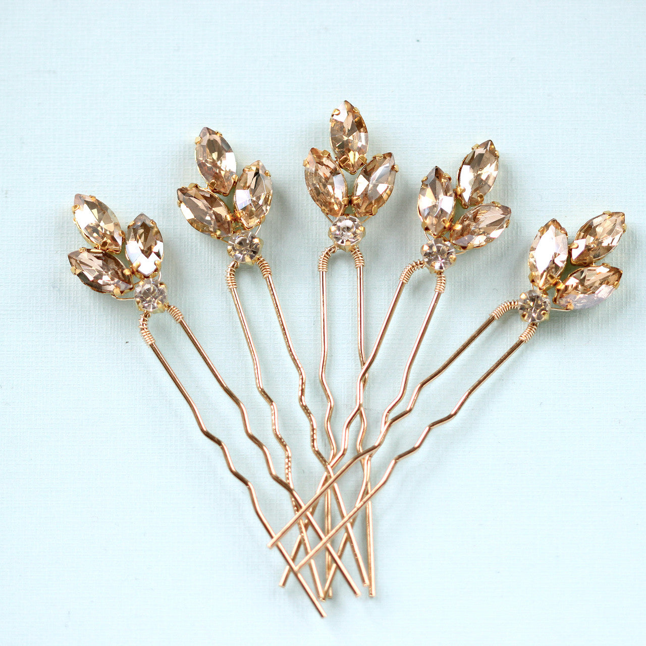 Jules Champagne Gold Bridal Hair Pins (Set of 5)