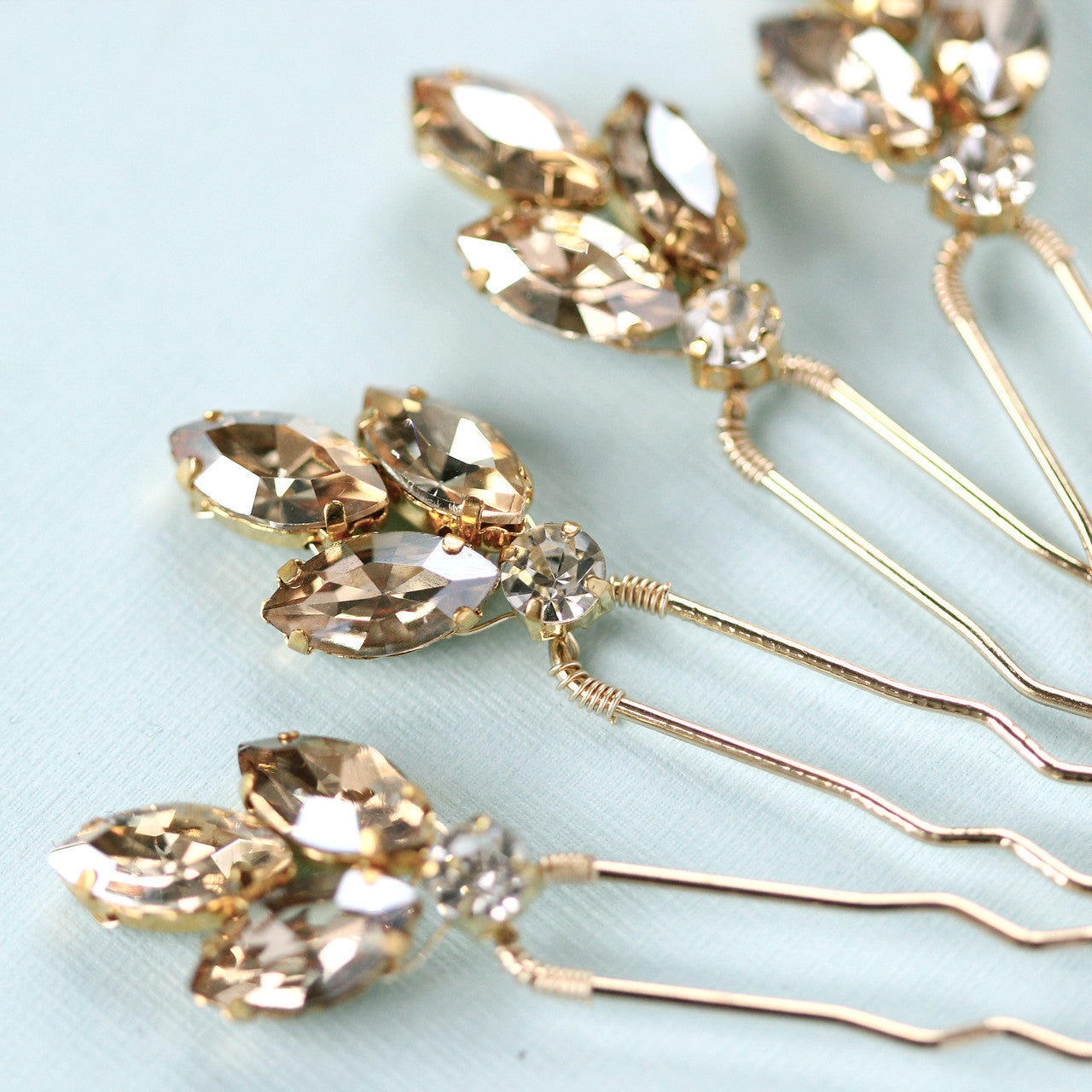Jules Champagne Gold Bridal Hair Pins (Set of 5)