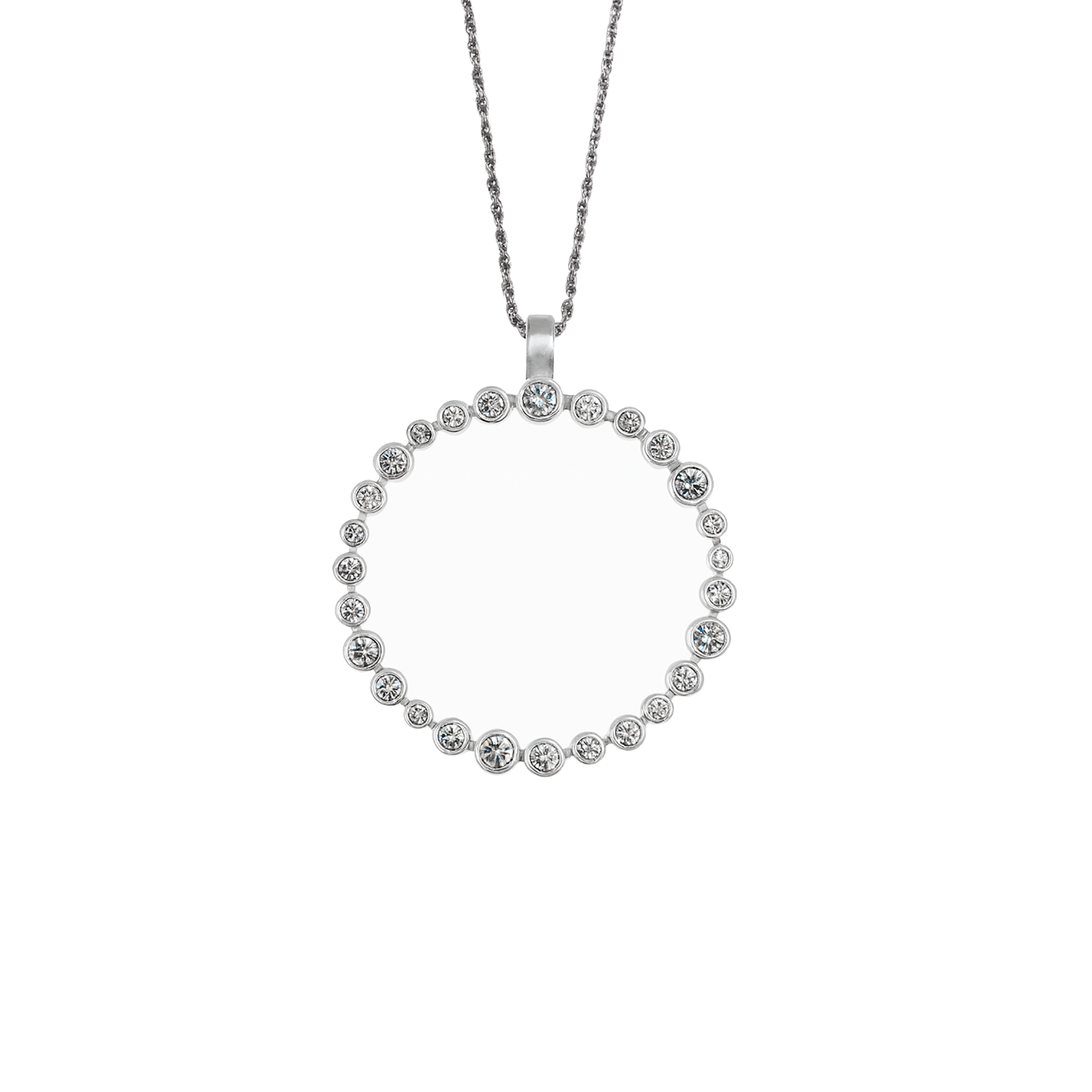 Sterling Silver & Cubic Zirconia Stones Circle Necklace