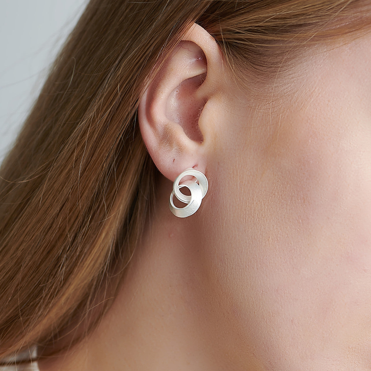 Curl Curve Interlocked Knots Silver Earrings