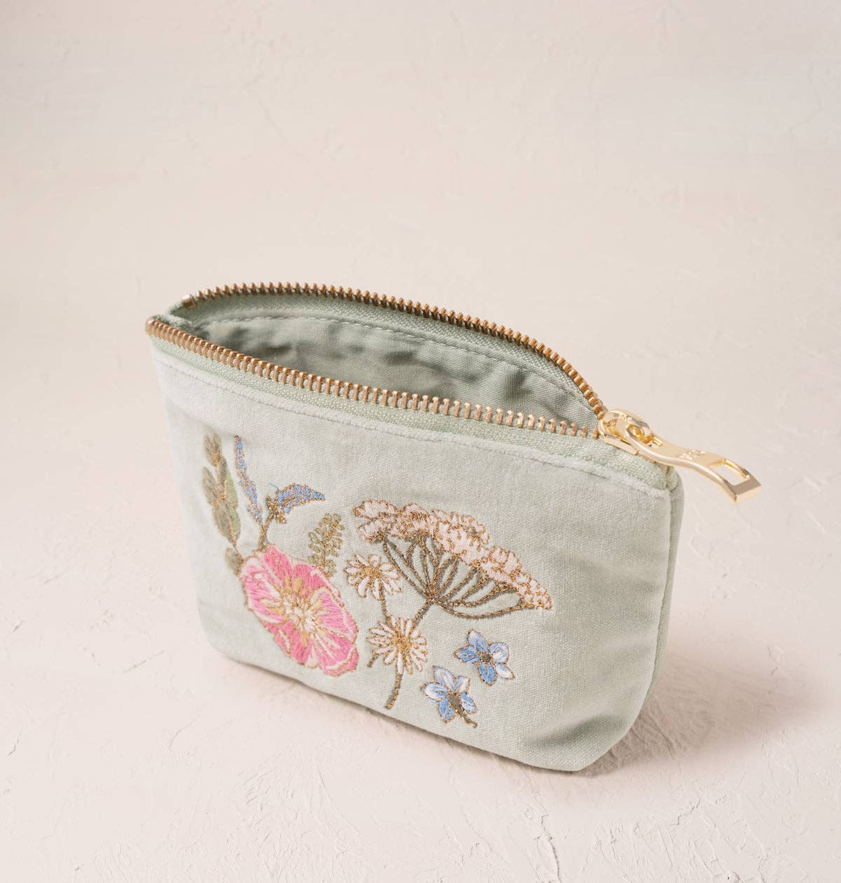Pressed Flowers Coin Purse - Light Green