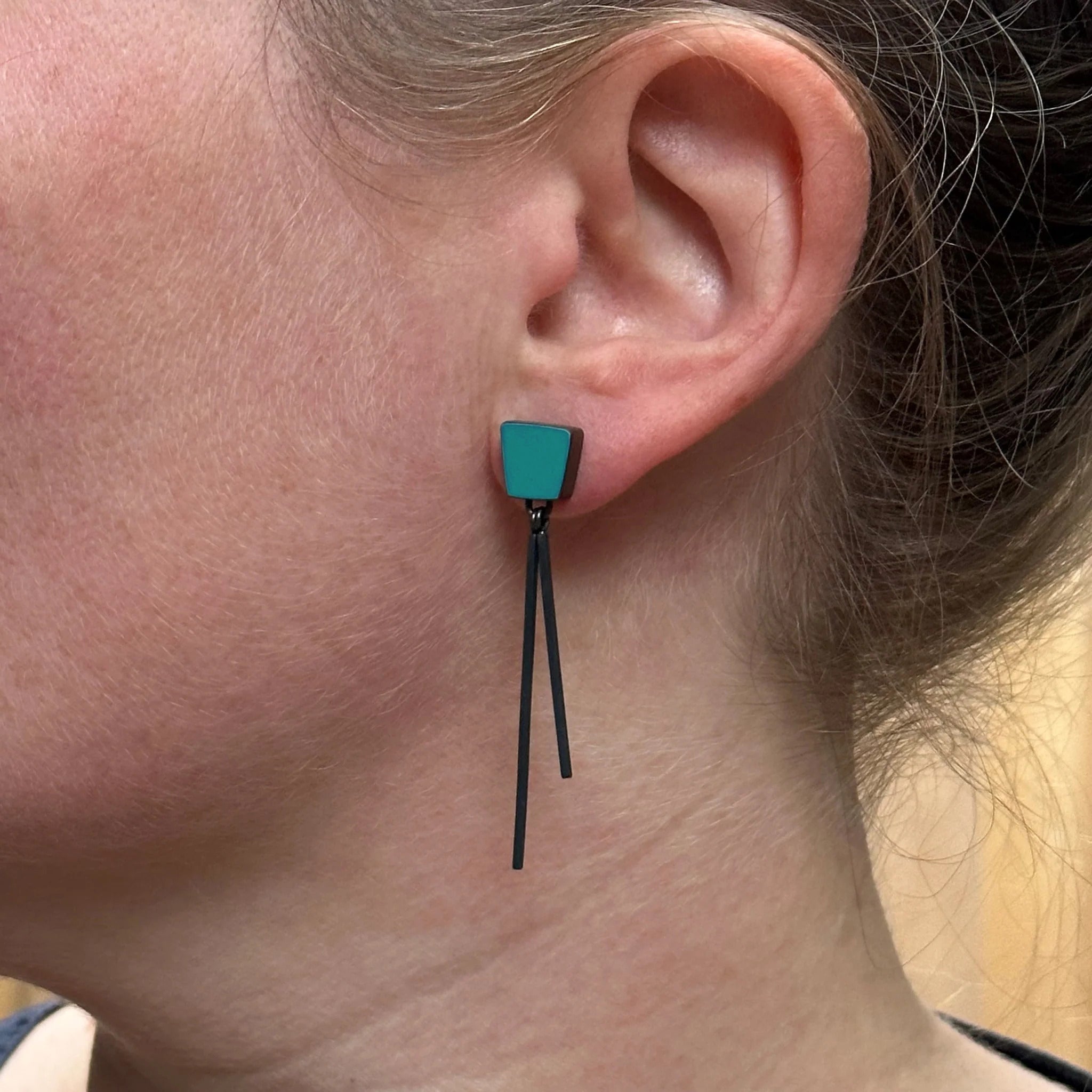 Single Bell Earrings - Oxidised Silver
