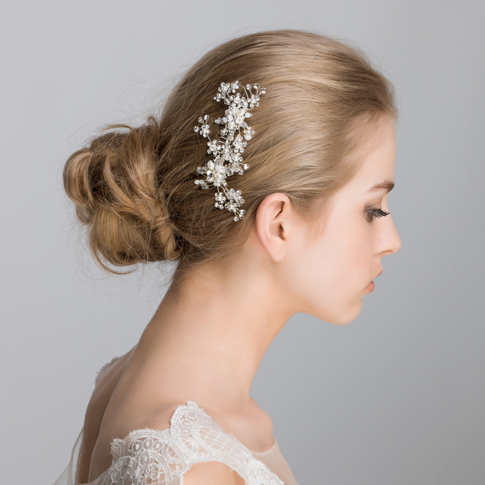 Elsa frosty flower bridal hair comb.