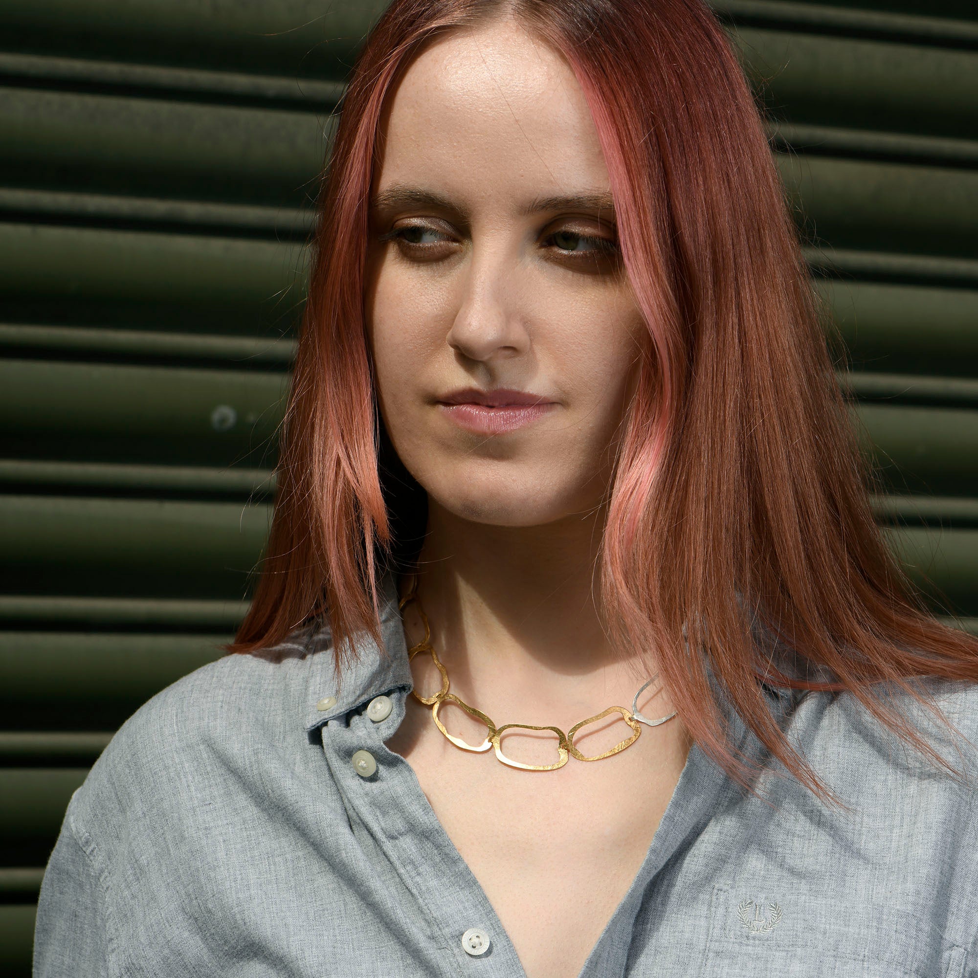 Gold and Silver Liquid Shapes Necklace